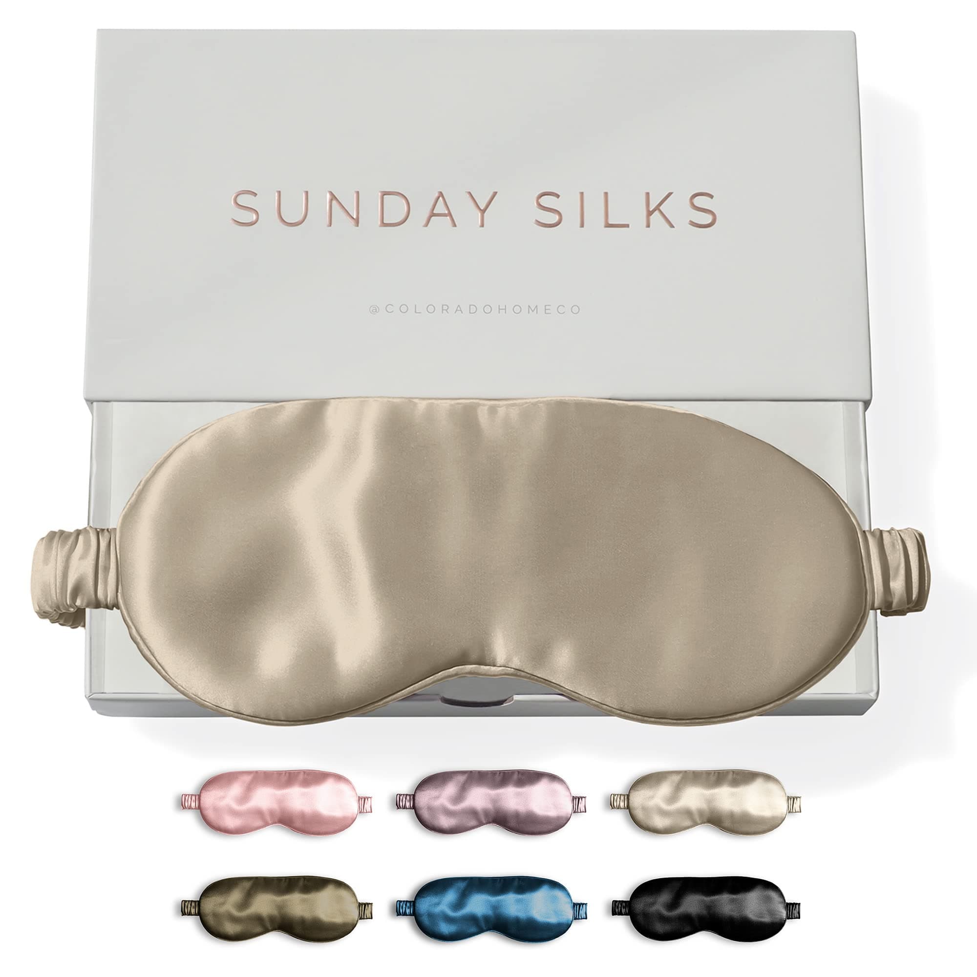 SUNDAYSILKS™ Exclusive Mulberry Silk Sleep Mask | Soft Eye Covers, Blackout Sleeping Mask for Women & Men | Silk Eye Mask for Sleep, Travel, and Relaxation | Antifaz para Dormir [Nude Champagne]