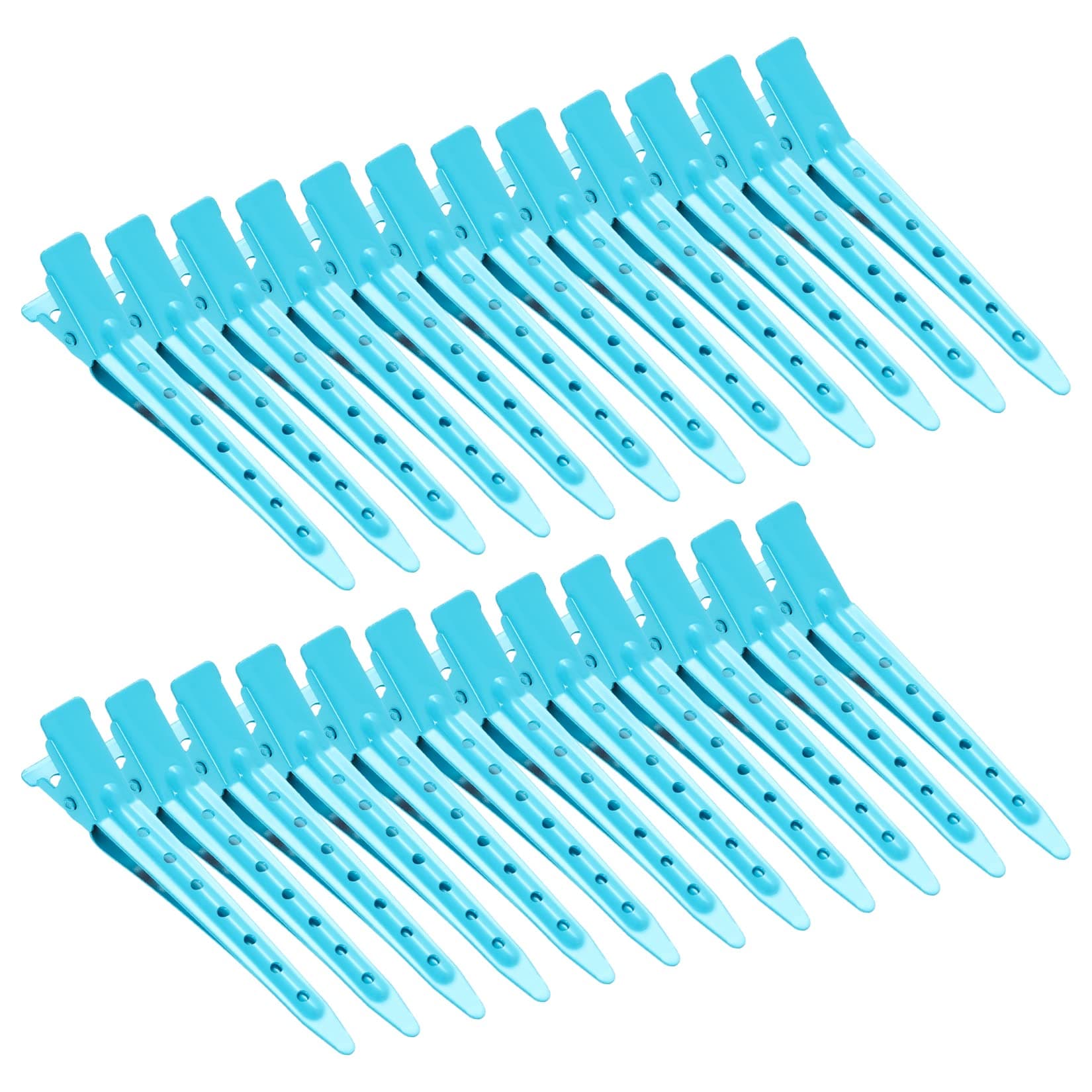 24 Packs Duck Bill Clips, Bantoye 2.75 Inches Rustproof Metal Alligator Curl Clips with Holes for Hair Styling, Hair Coloring, Blue