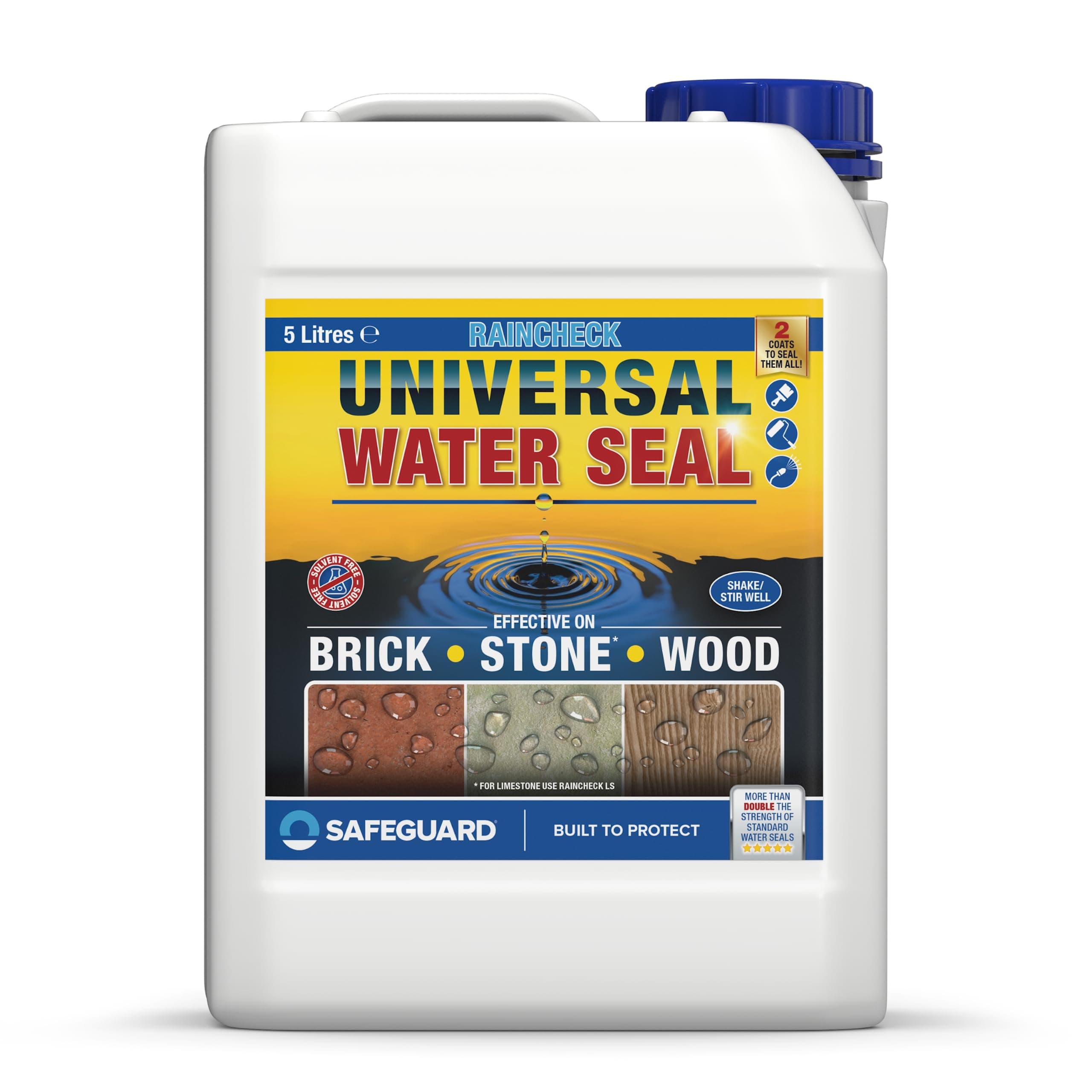 Raincheck Universal Water Seal (5 Litre Clear) Breathable, Exterior Brick, Wood and Stone Sealer