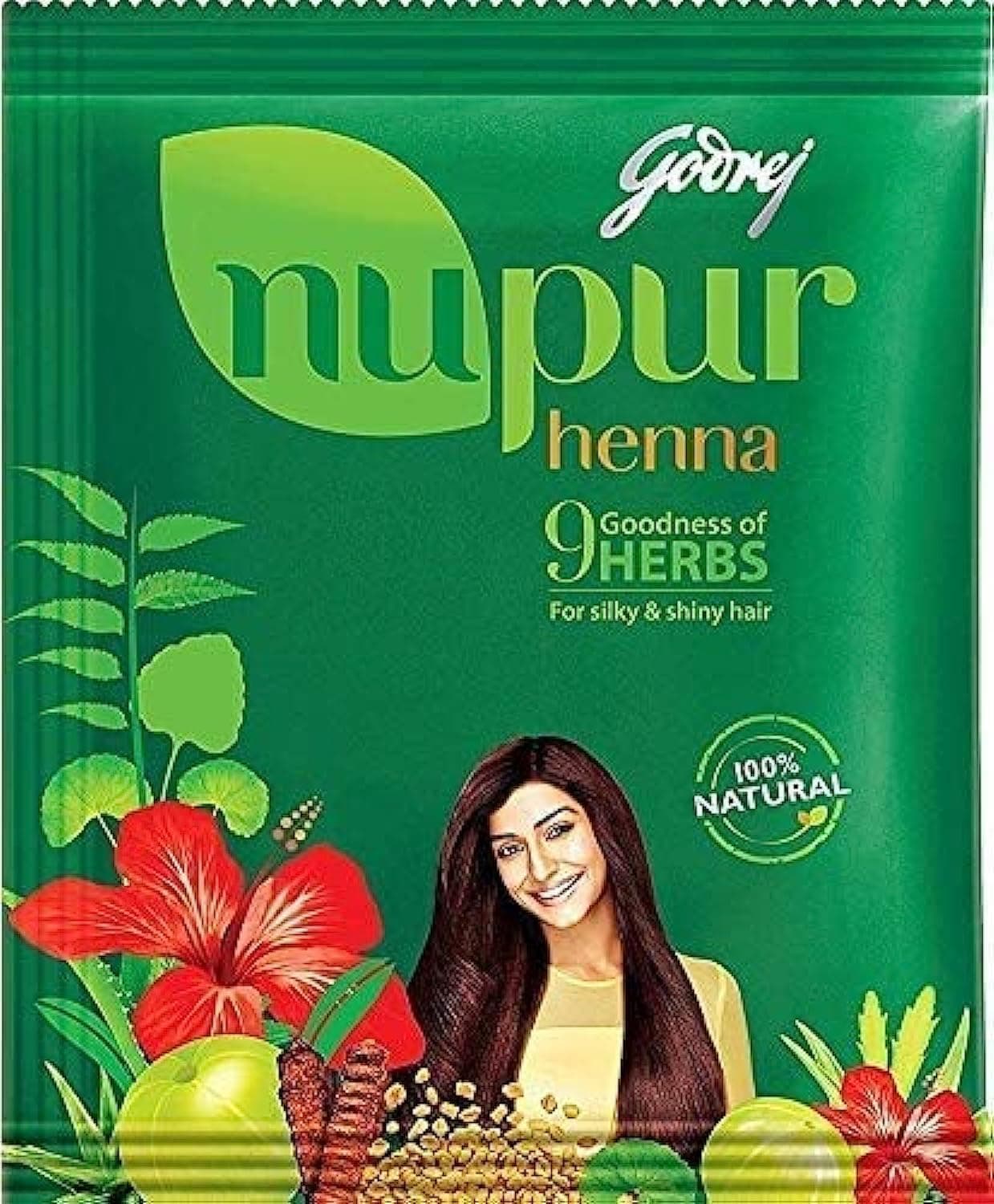 NUPUR Henna Goodness of 9 Herbs, 1000g - Green