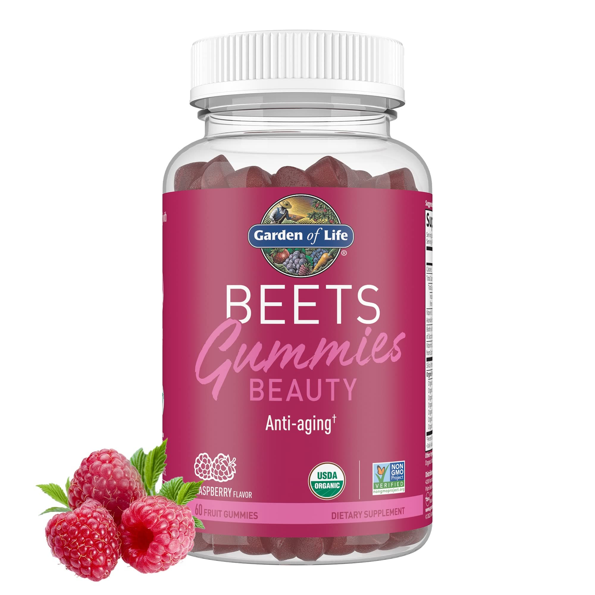 Organic Beet Root Gummies Made of Pectin with Antioxidants, Vitamin C, Biotin & B12 for Hair, Skin & Nails – BEETS Beauty Gummies – Vegan, Gluten Free, Non GMO, Raspberry, 30 Servings