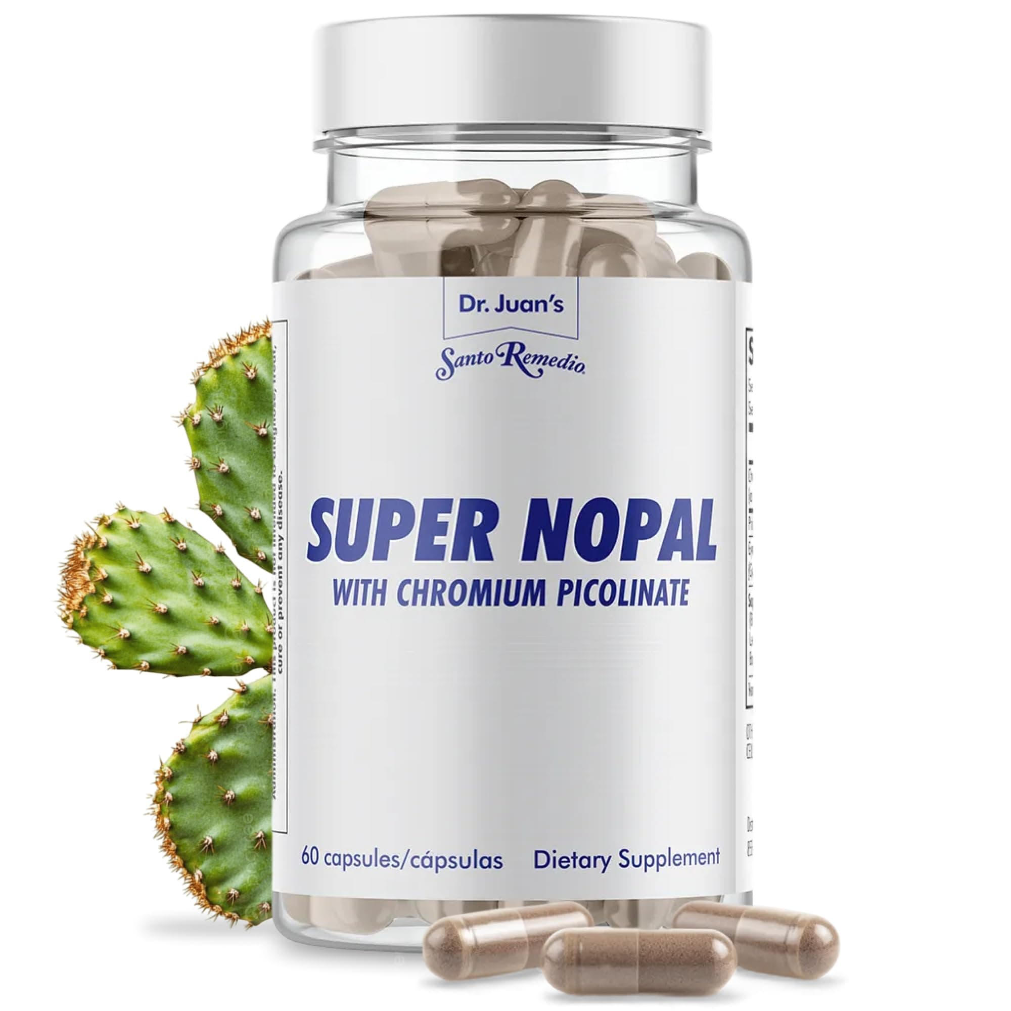 Santo Remedio Super Nopal, Exclusive Formula with Nopal, Gurmar (Gymnema Silvestre), Chromium Picolinate and Vanadyl Sulfate. 60 Capsules (30 Servings)