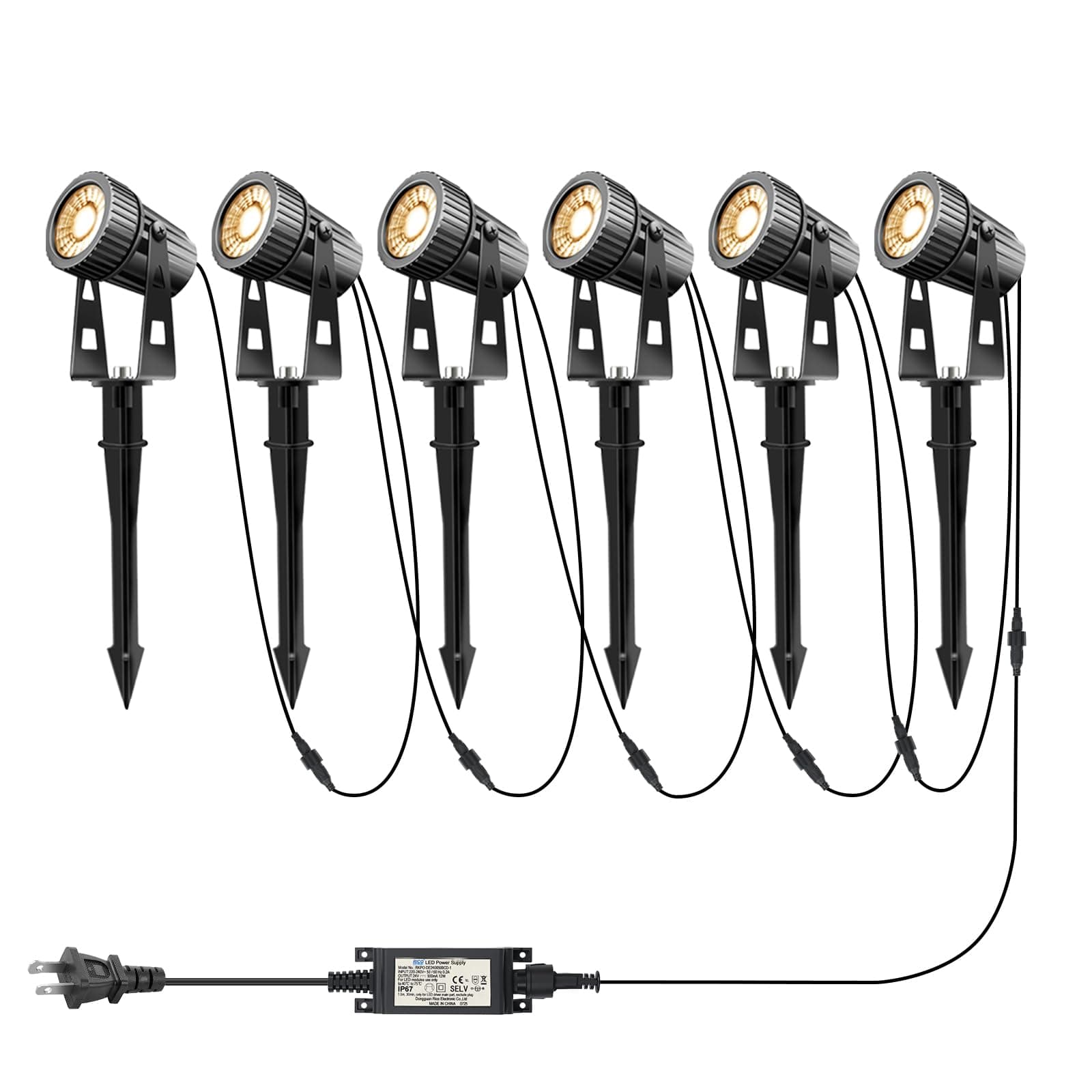 LED Landscape Lights Low Voltage, COB Landscape Lighting 24V 20W Warm White, 2100LM Garden Spotlights Outdoor for Yard, Lawn, Wall, Fence(6 Pack)