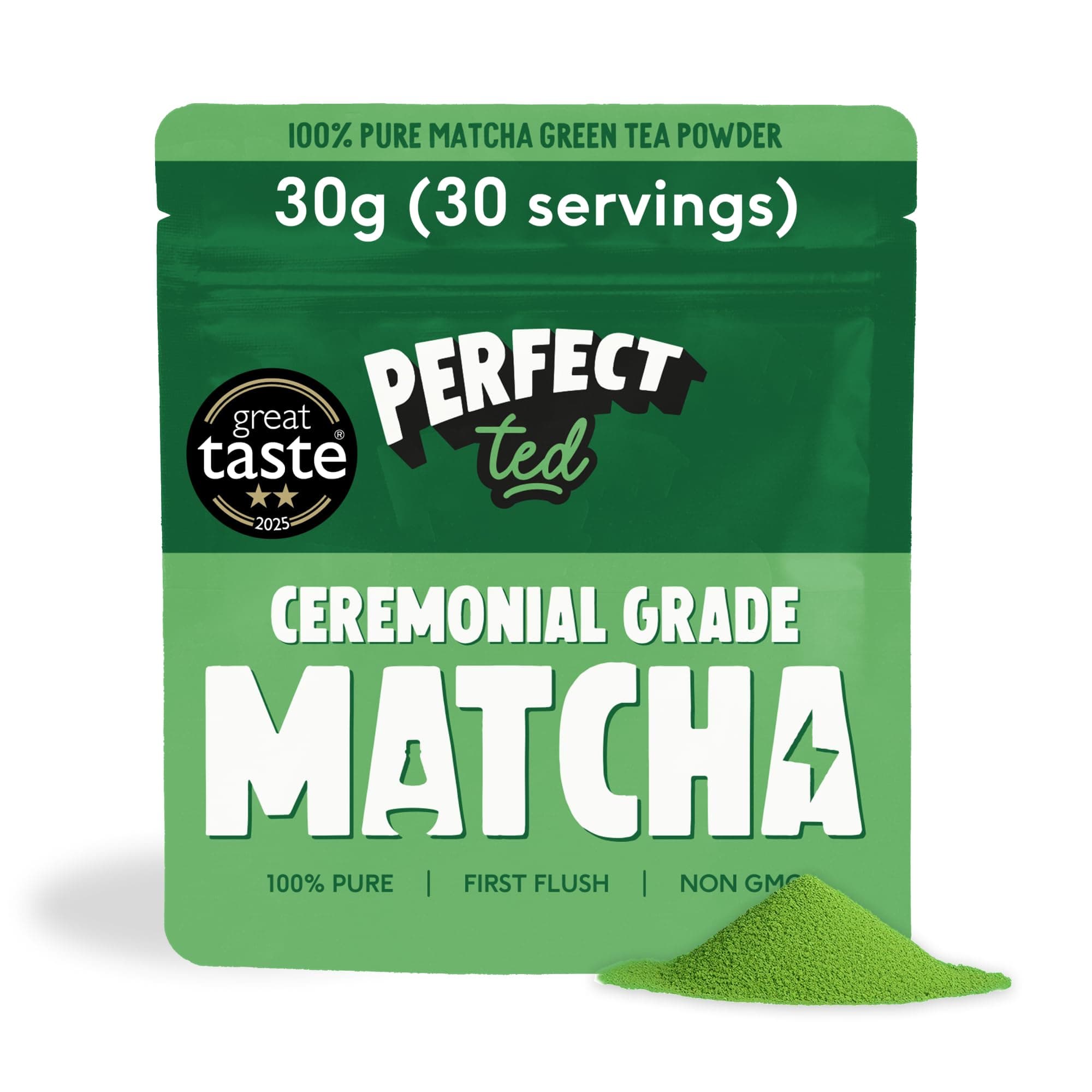 PerfectTed Organic Matcha Powder, Ceremonial Grade Japanese, 30g (30 Servings), Perfect for Lattes & Smoothies | Premium Matcha Fuel | with L-Theanine | Antioxidants | Vegan | Gluten-Free