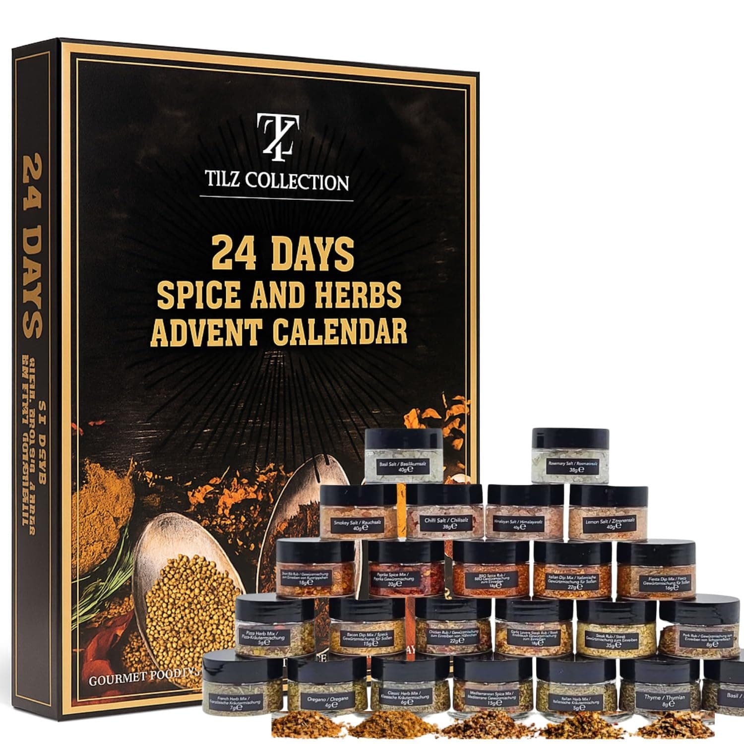 Herbs and Spices Advent Calendar 2025 | 24 Spice Jars for Cooking | Food Advent Calendar for Chefs | Unique Adult Gift for Men & Women | The Ultimate Foodie Gift Set | Perfect for Home Chefs