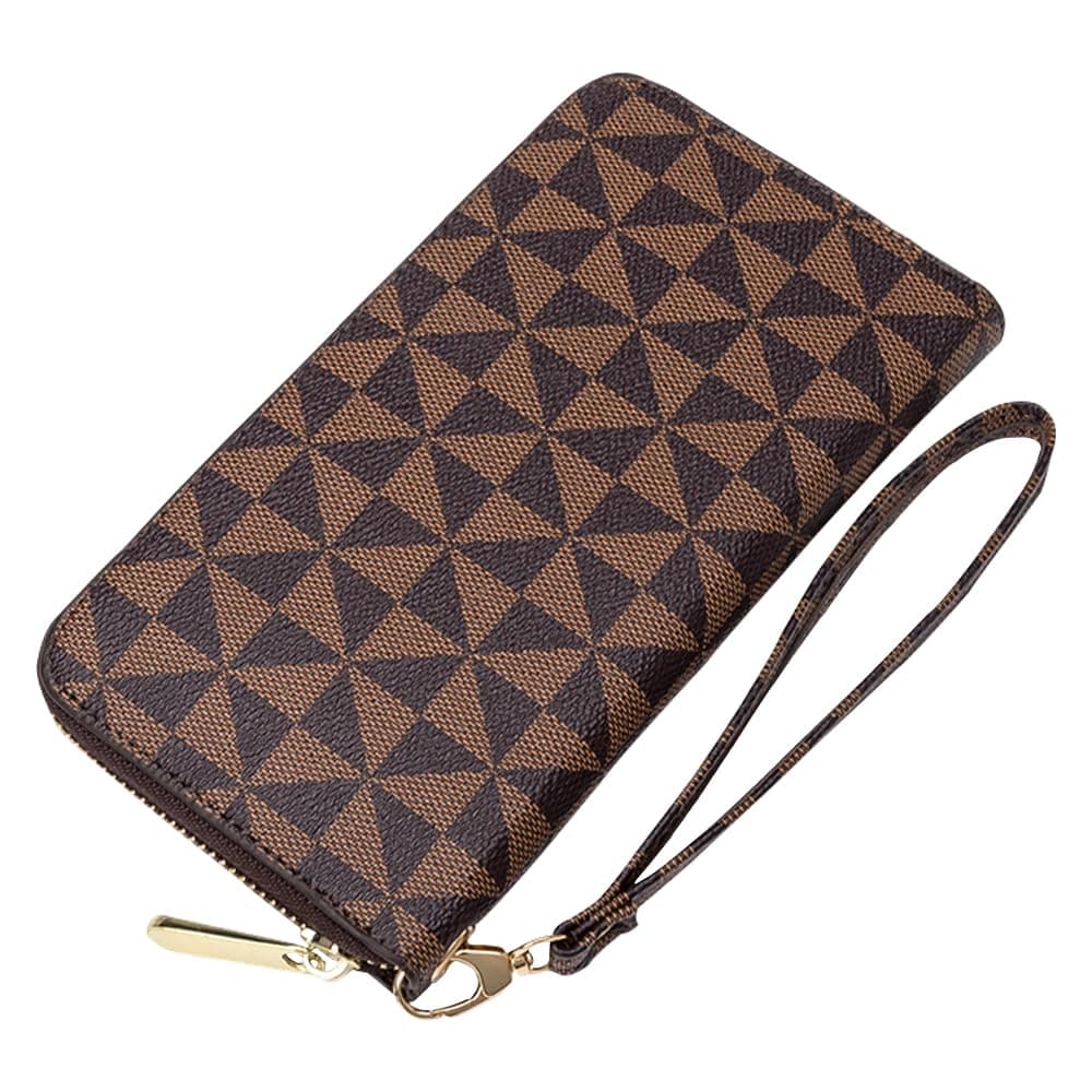 Women's wallet Wristlet Wallets for Women Large capacity travel zipper wallet multi card men's mobile phone change wallet Womans Wallet Ladies Wrist Wallet (Brown)