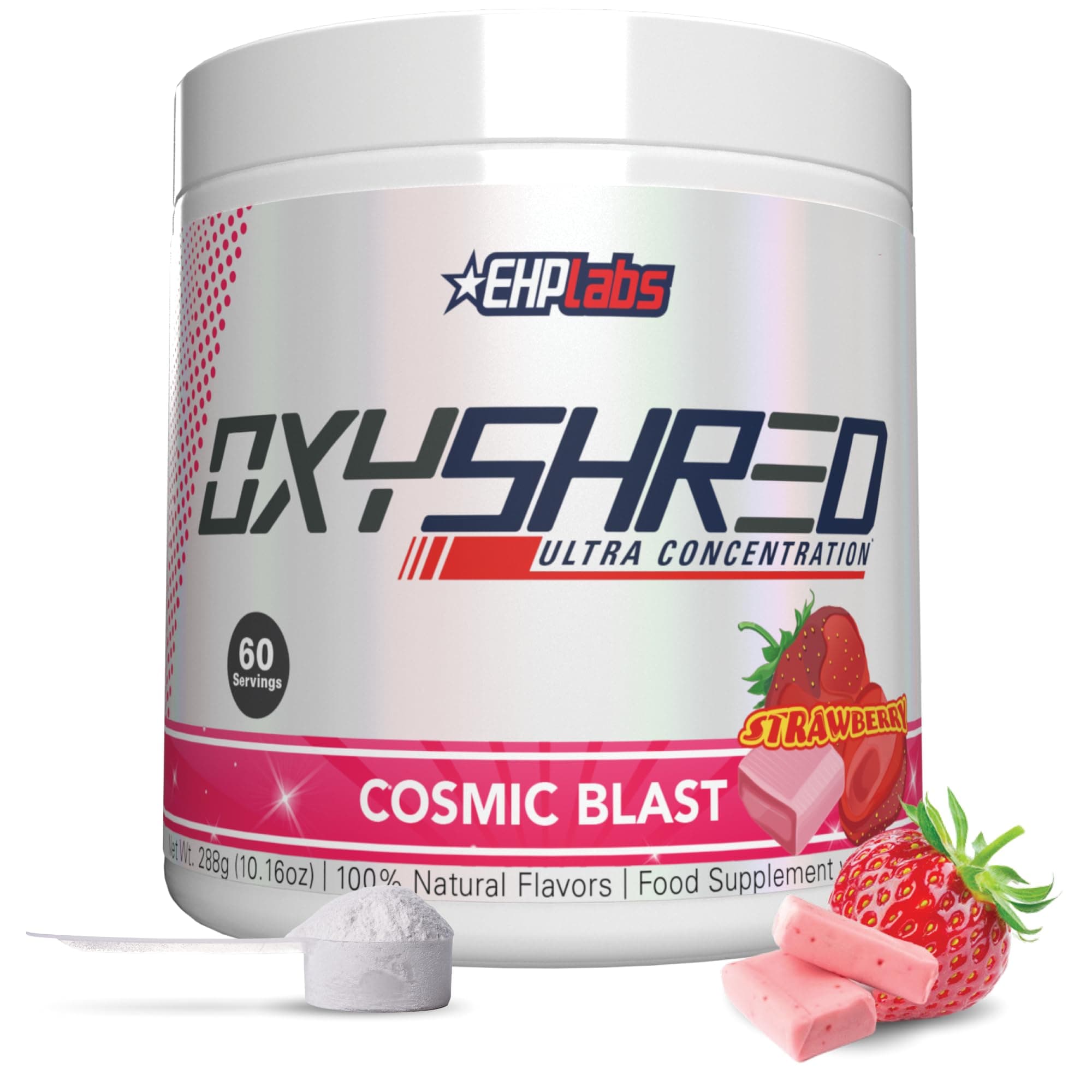 EHPlabs OxyShred Thermogenic Pre Workout Powder & Shredding Supplement - Clinically Proven Pre Workout Powder with L Glutamine & Acetyl L Carnitine, Energy Boost Drink - Cosmic Blast, 60 Servings