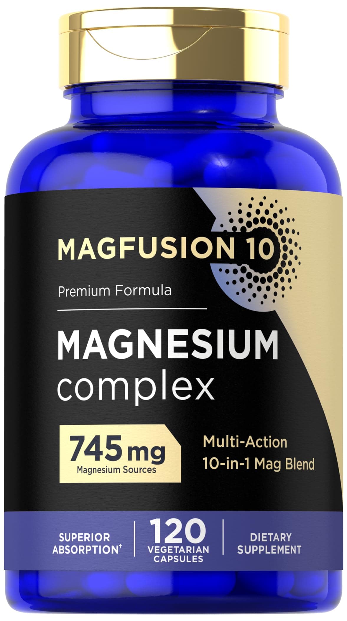 Magnesium Complex Supplement 745mg | 120 Capsules | 10 in 1 Blend | Vegetarian, Non-GMO, Gluten Free