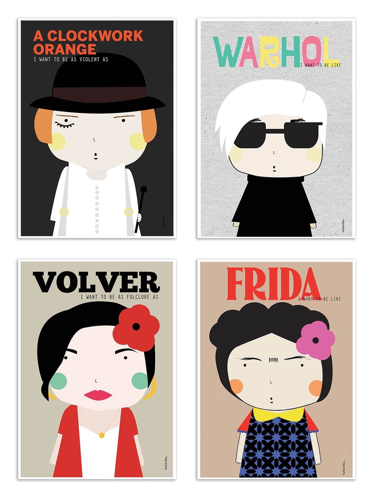 4 Art-Posters 20 x 30 cm - Pop Portraits - Ninasilla