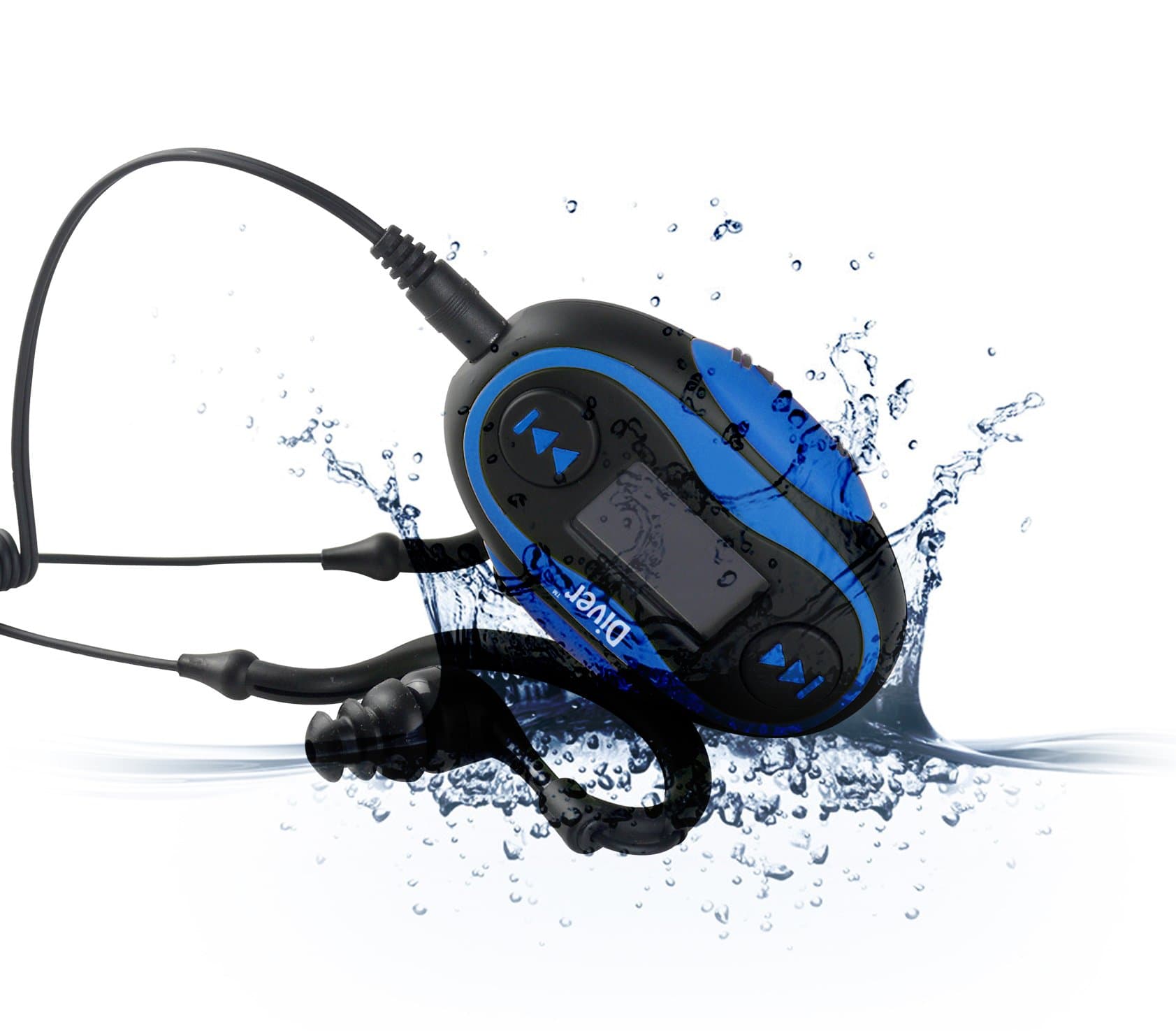 Diver 4GB Waterproof MP3 Player with LCD Display and Earphones (Blue)