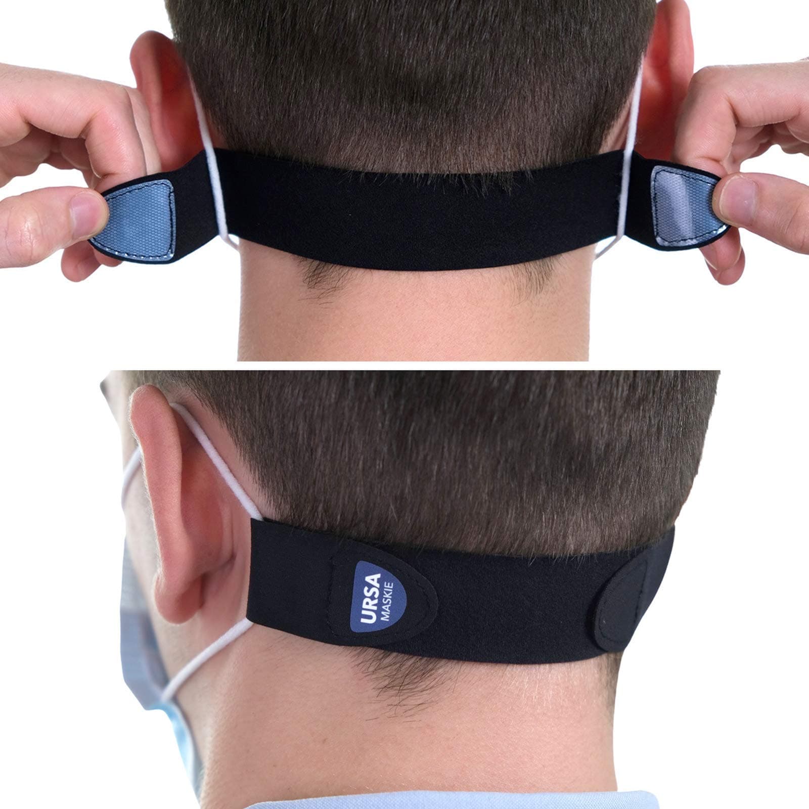 URSA Maskie Face Mask Holder | Ultra-Light & Breathable Ear Saver | Adjustable Hook Tape Gripper | Comfortable Reusable Strap Extender | Protects Ears from Strain | Multiple Ways to Wear - 2.9 g