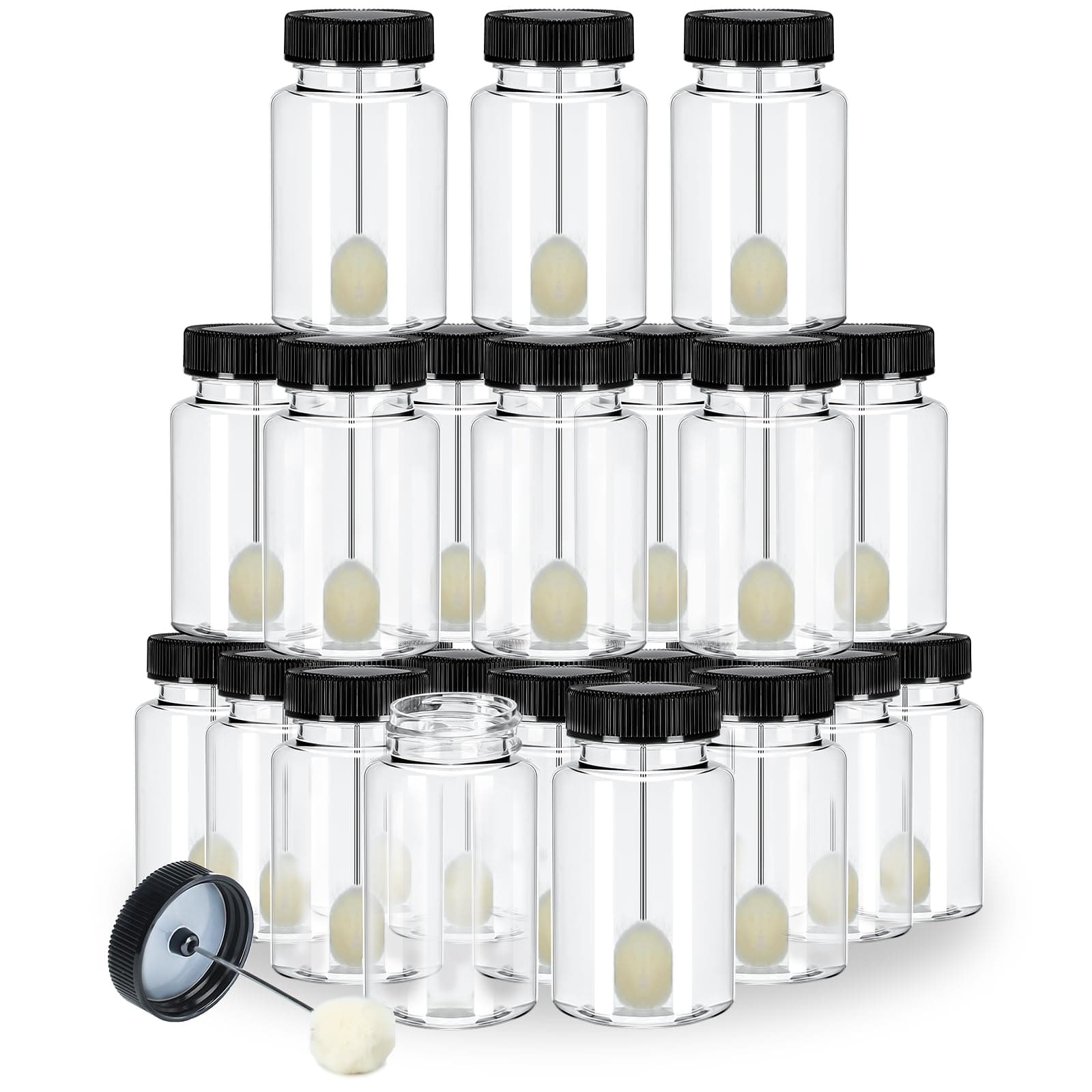 Tioncy 30 Pcs Wool Daubers with Ball Brush Plastic Clear 120 ml/ 4 oz Bottle for Glue Refillable Plastic Empty Bottle with Brush for Arts Paint DIY Projects Leather Dye Tool with Applicator