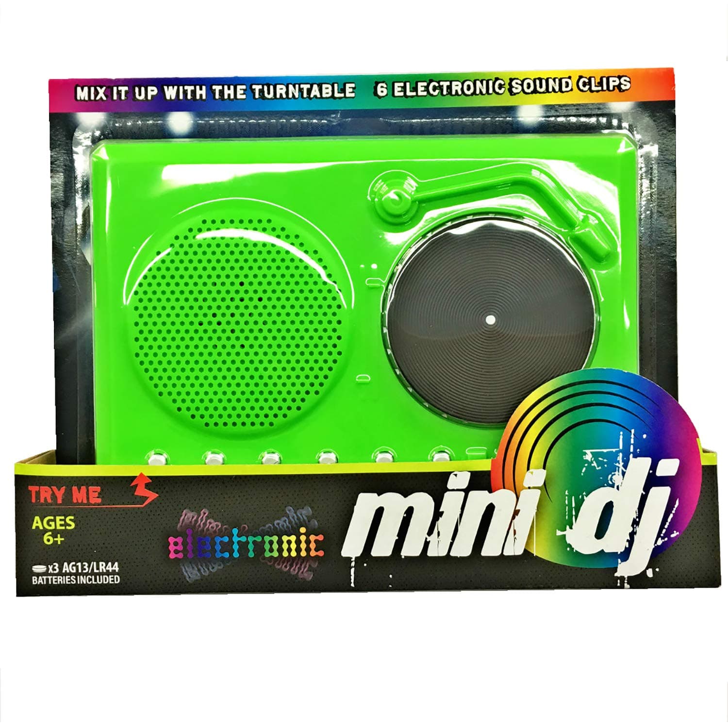 Novelty Mini DJ Mixing Turntable 6 electric sound clips Green Sound Effects Machine