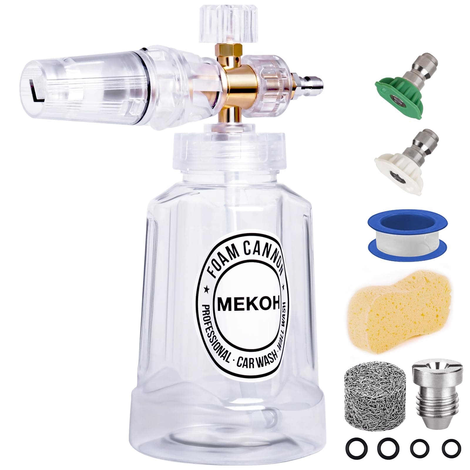 Foam Cannon for Pressure Washer, Wide Mouth Car Wash Foam Sprayer, Adjustable Foam Gun, 1/4" Quick Connect Power Washer Accessories, 1 Liter Snow Foam Blaster, Soap Cannon with 2 Nozzle Tips