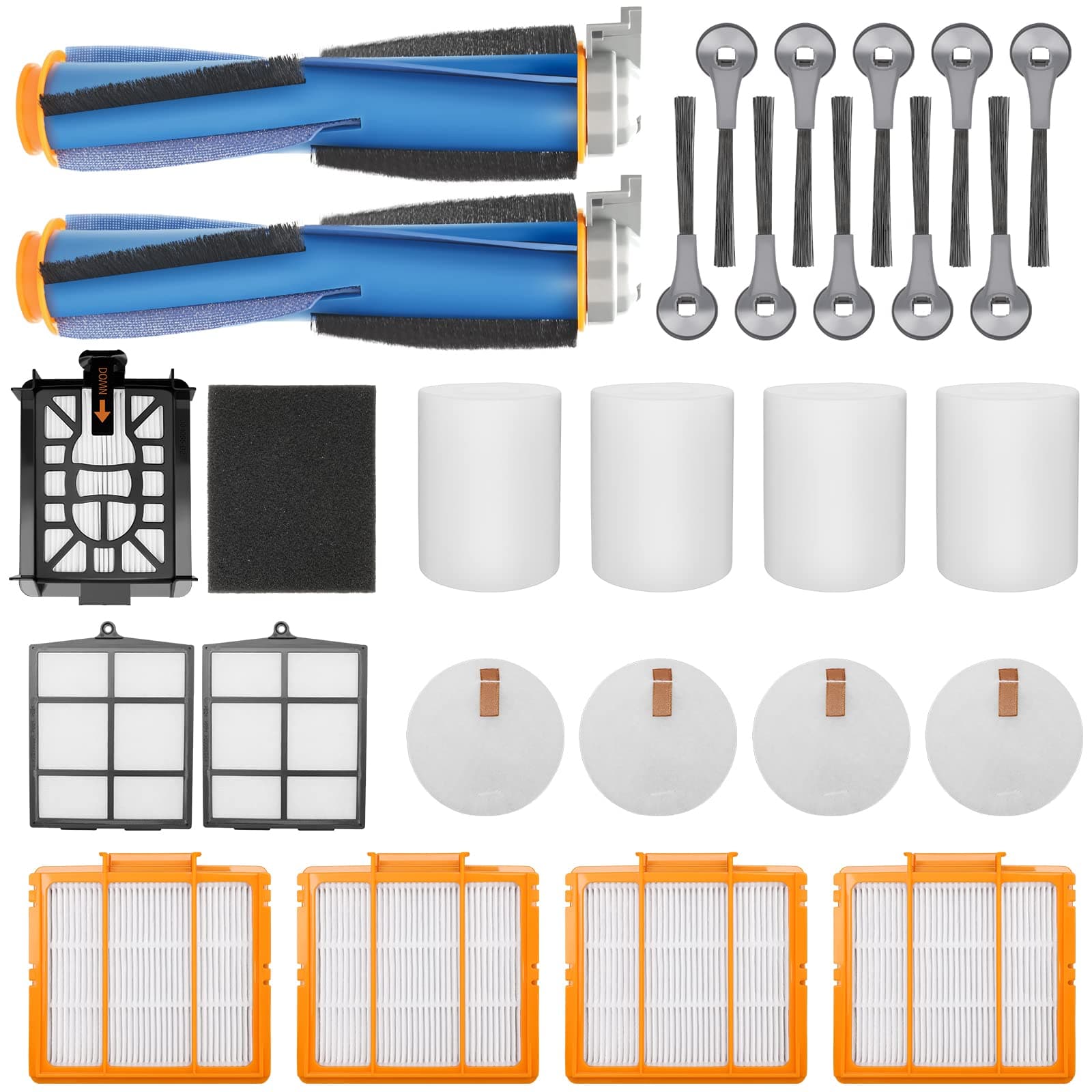 Replacement Parts for Shark AI AV2511AE AV2501S AV2610WA AV2501AE RV2502AE RV2610WA UR2500SR RV2520 AV2510 AI Ultra Robot Vacuum Cleaner Accessories Kits. Main Brush,HEPA Filter,Foam Filter,Side Brush