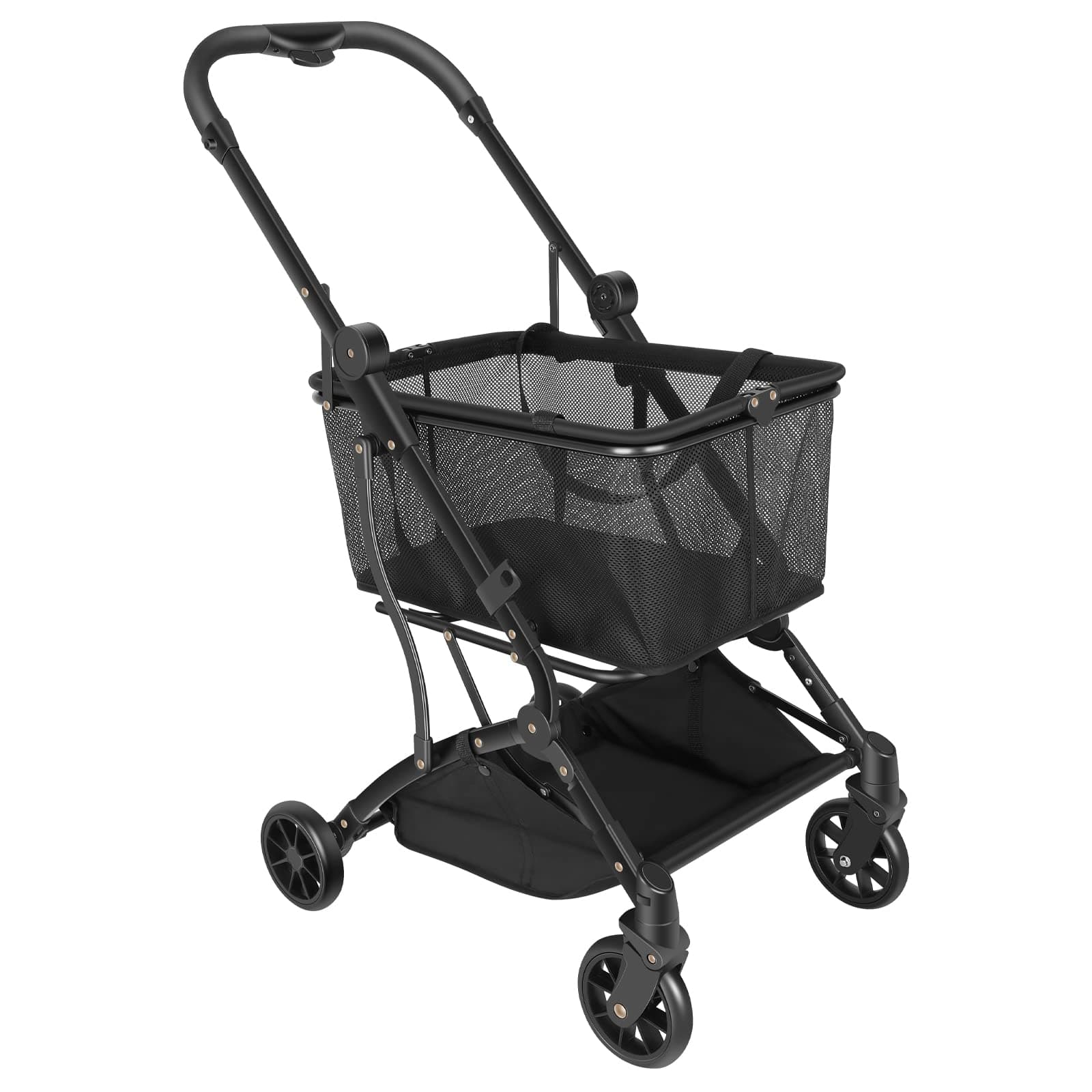 GCCSJ Functional Collapsible carts Shopping Cart Collapsible Utility Trolley Cart Features up 60 lbs Total Weight Capacity, Stylish Detachable Carry Bag, Swivel Tires for Easy Steering
