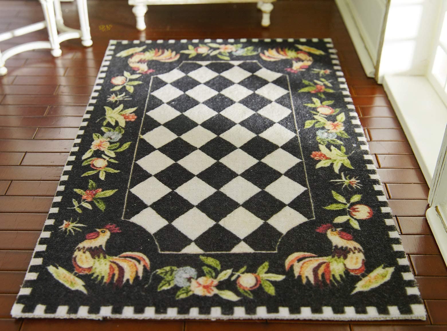 1/12 Scale Miniature Roster Roses French Aubusson Design Dollhouse Rug (4.92 X 7.87)