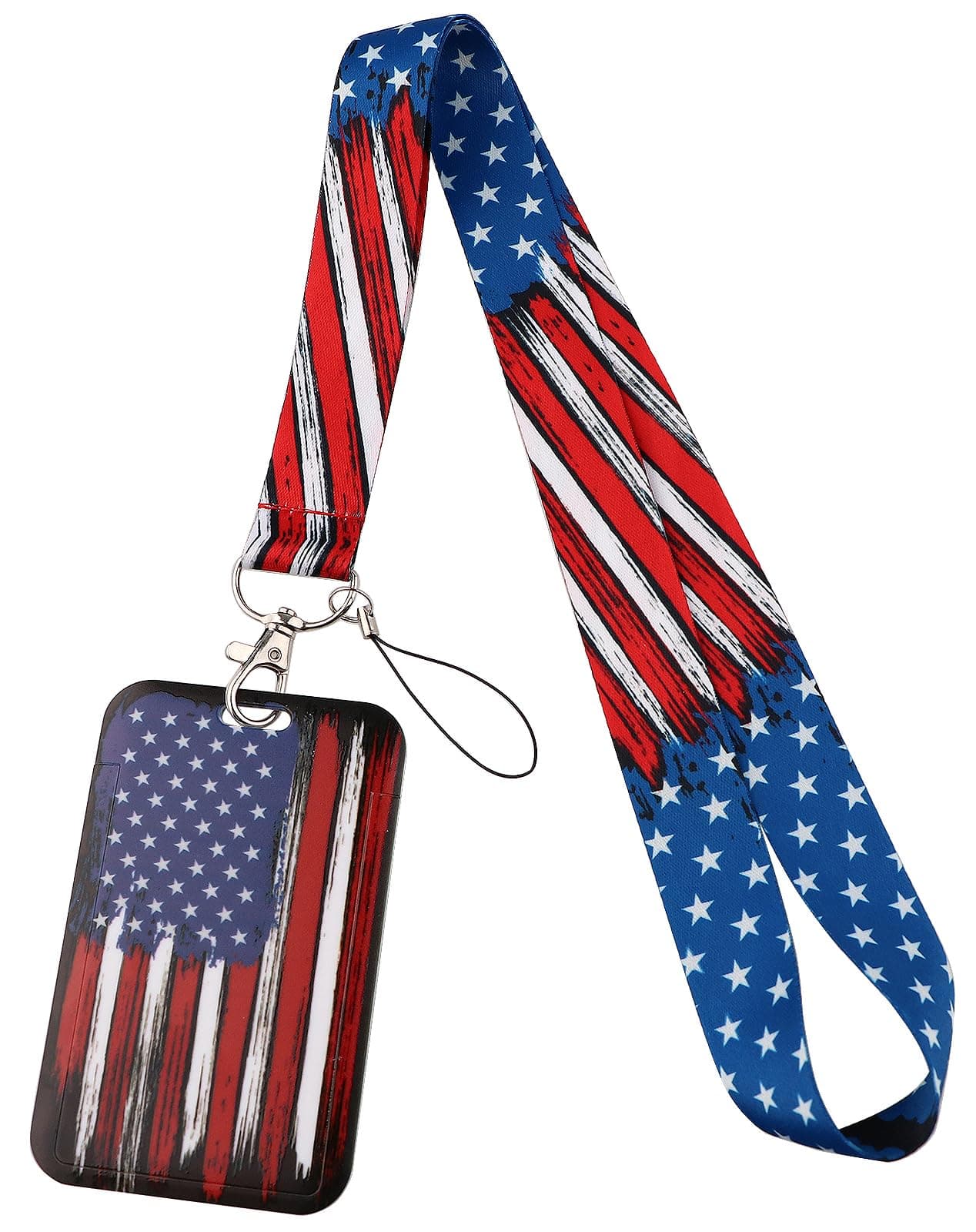 American Flag Lanyard for Keys ID Cards Cool Neck Strap Lanyard for Women Men, Patriotic