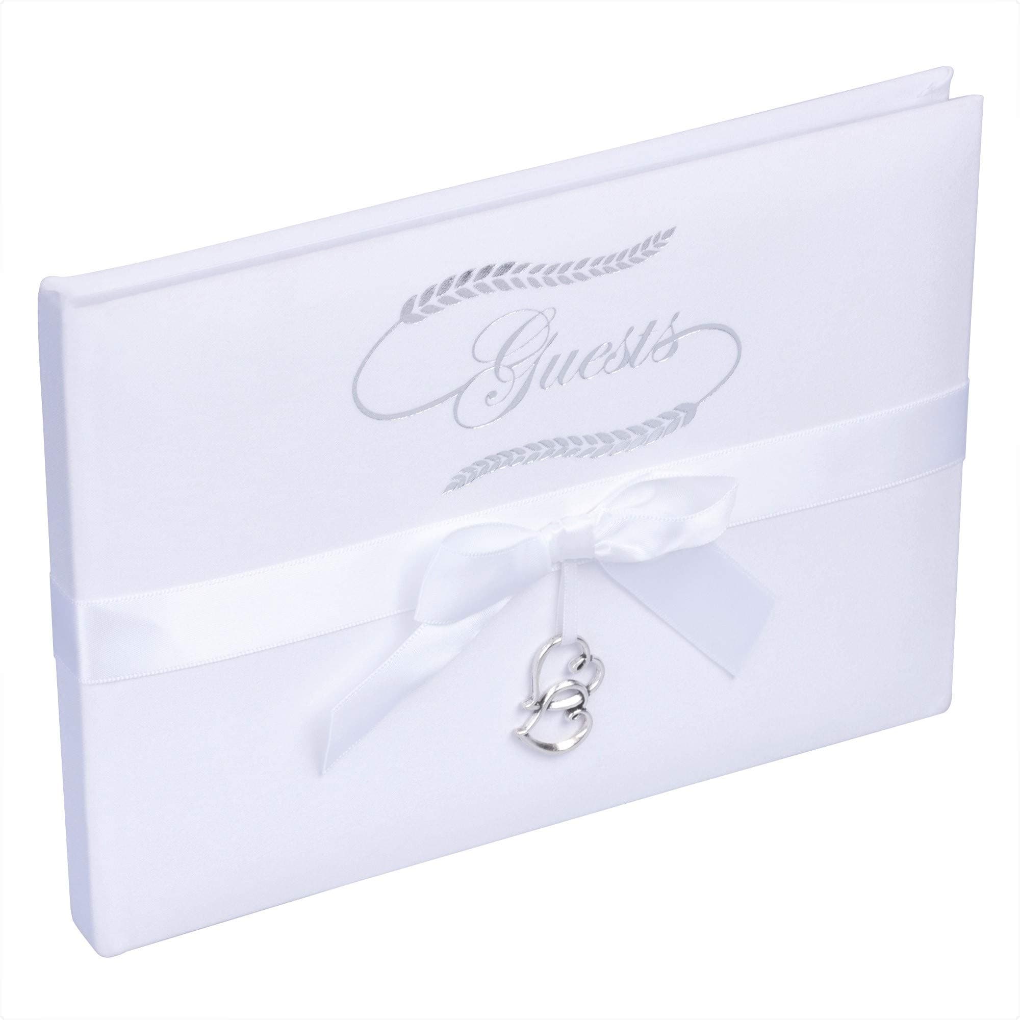 Wedding Guest Book for Wedding Reception(128 Pages) 8.25 x 6.25 Inches | Guest Books for Weddings in Elegant Ivory and Ebony | Lined Blank Wedding Guest Book with Calligraphy