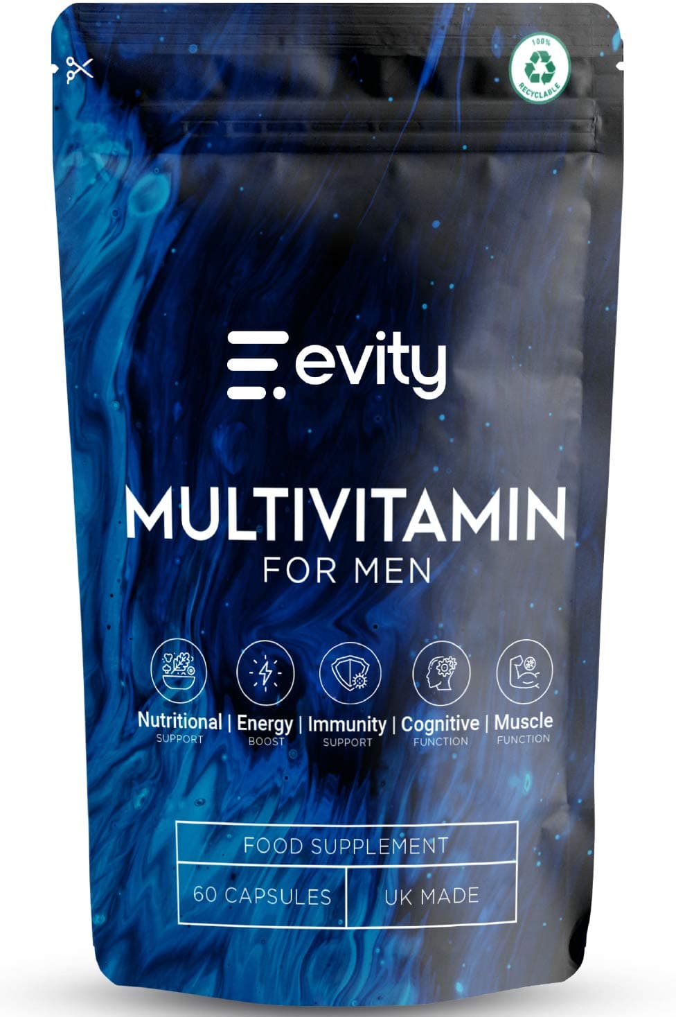 Multivitamin & Multimineral for Men | Cover Your Nutritional Bases | Nutrition You Can Believe in | 60 Capsules | Vegan | Evity