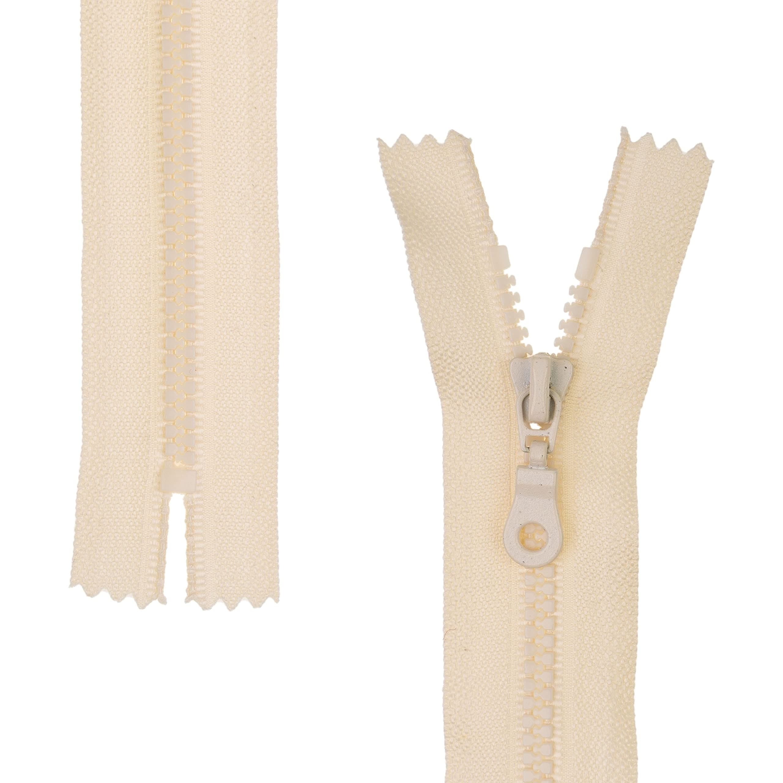 Your Day Mate Non-separable zipper, pack of 2, 40 cm rail length, in beige, #3 zip size, 4.5 mm rail width, 30 mm bandwidth, replacement plastic zip, plastic zip # 3 size