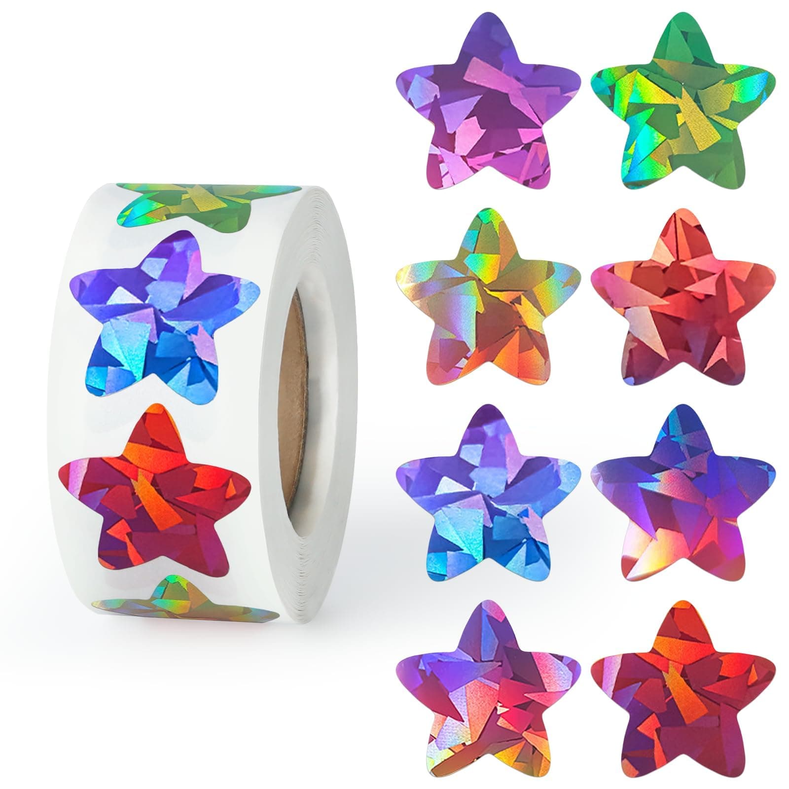 500PCS Multi-Color Star Stickers for Kids Reward, 1 inch Holographic Star Stickers for DIY, Crafts, Behavior Chart, Student Planner, School and Classroom Teacher Supplies, 8 Colors