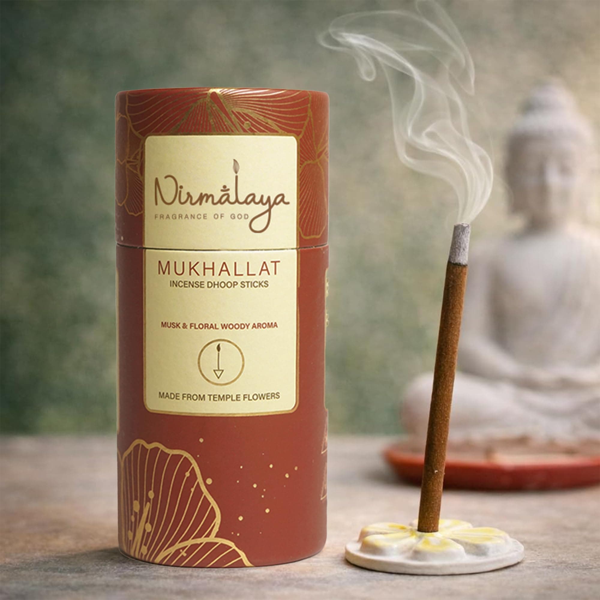 100% Natural Mukhallat Dhoop Sticks for Pooja 40 Sticks| Bamboo Less Dhoop Sticks for Home/Office | Dhup for Puja with Holder Stand | Best for Long-Lasting fragrances