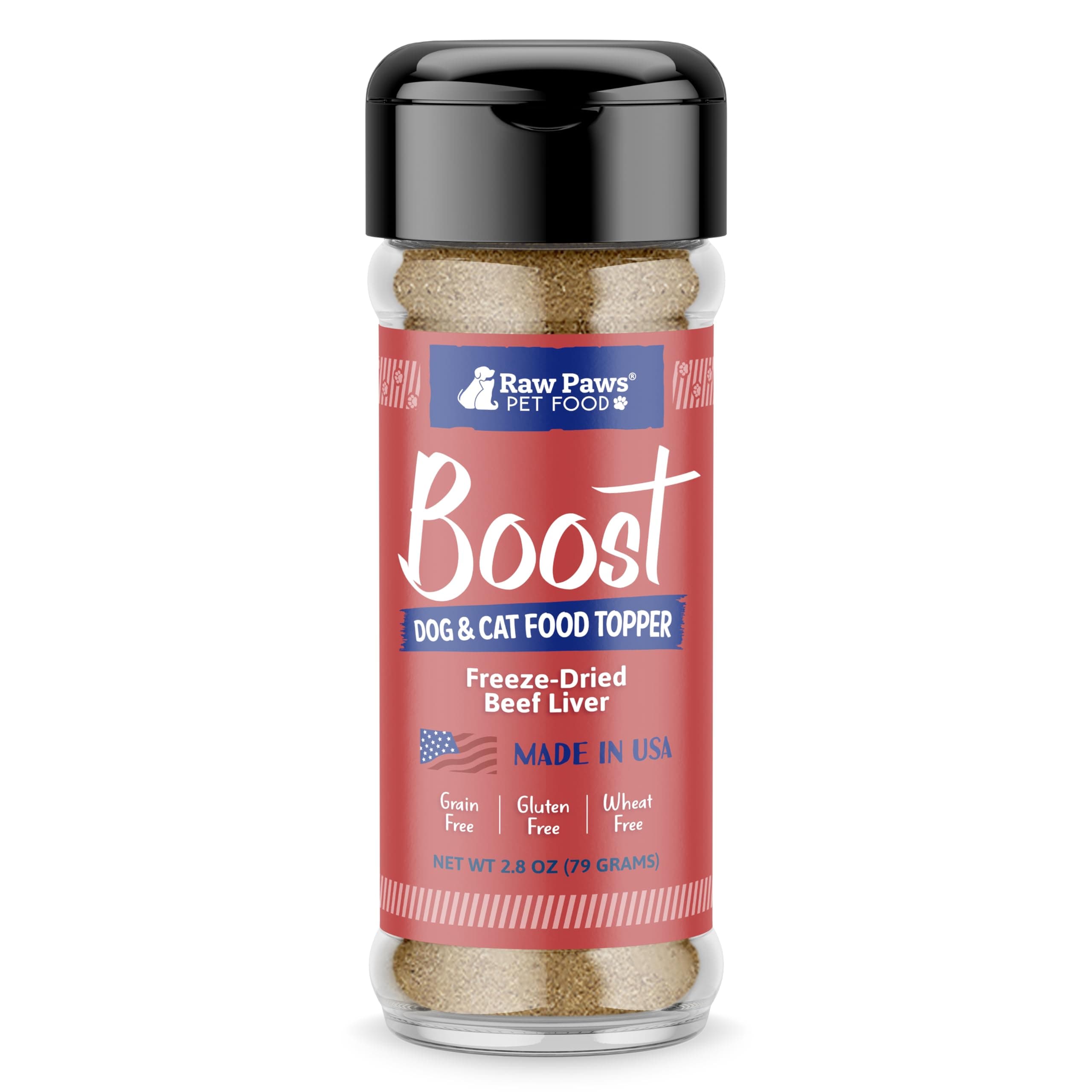 Boost Pet Food Topper Freeze-Dried Beef Liver, 2.8-oz, Made in USA, Dog Food Toppers for Picky Eaters, Cat Gravy Dog Gravy Topper for Dry Food, Beef Liver Sprinkles for Dogs, Cat Food Toppers