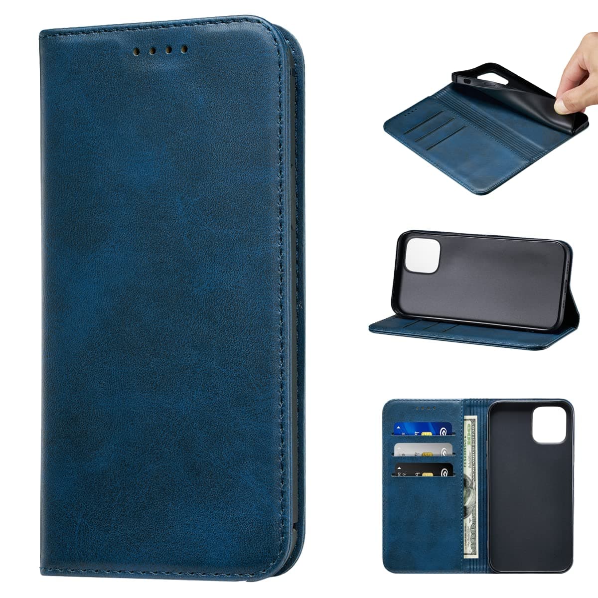iPhone 12 / iPhone 12 Pro Wallet Case PU Leather Case Card Holder Shockproof Flip Cover - Blue