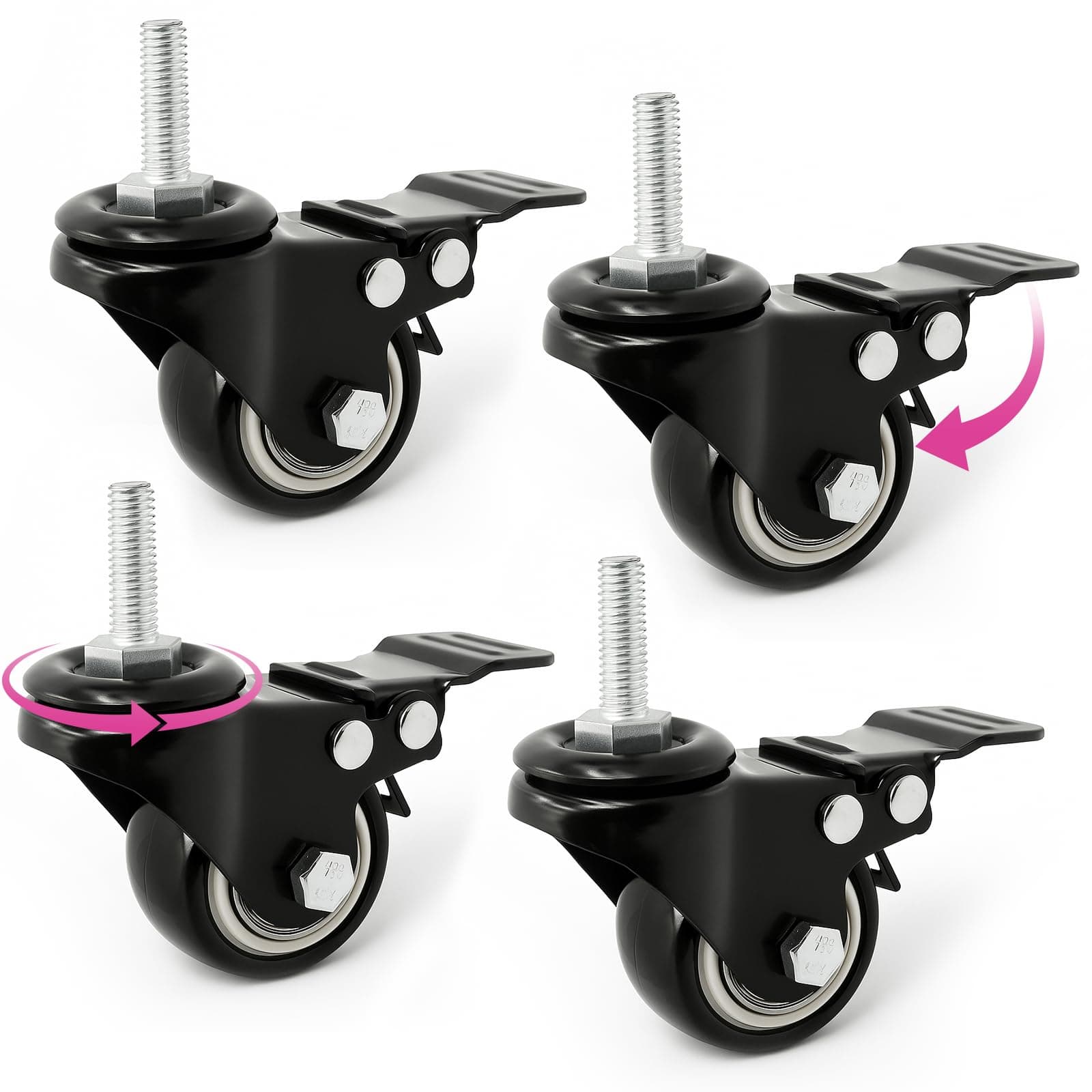 Liquid Stands Keyboard Stand Caster Wheels Set of 4 Replacement Locking Heavy Duty Wheels with Brake - Piano Stand Parts and Accessories