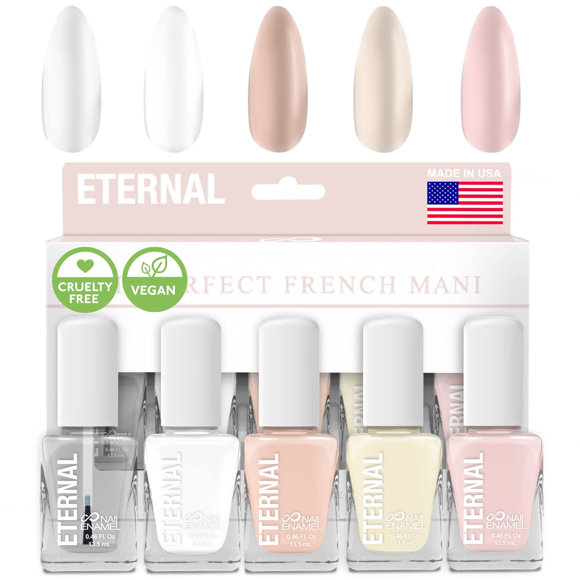 Eternal 5 Collection - 5 Pieces Set: Long Lasting, Quick Dry, Bright, Nude or Sheer Nail Polish - 0.46 Fl. Oz (Et Voilà!)