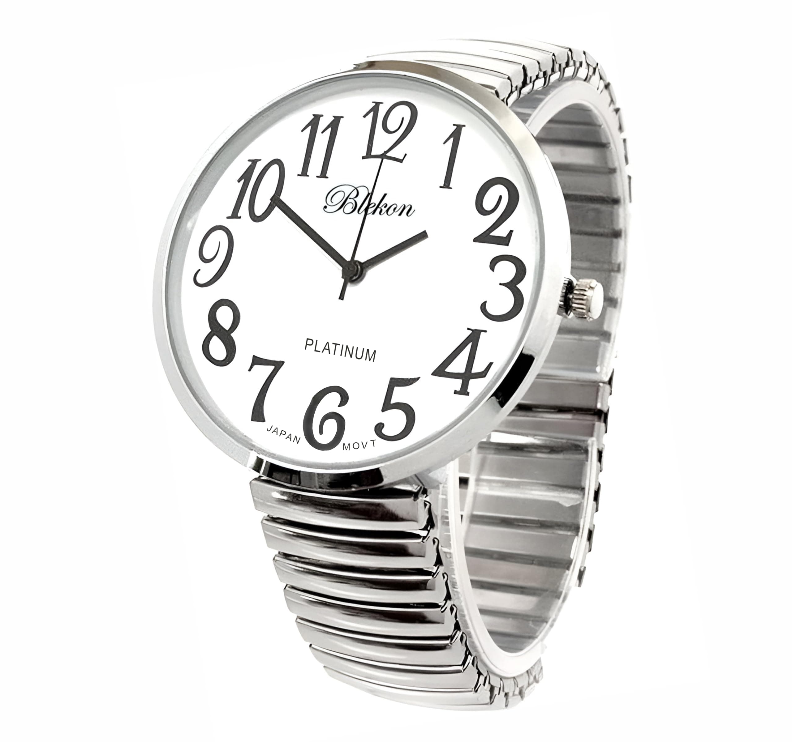 Silver Super Large Face Stretch Band Fashion Watch