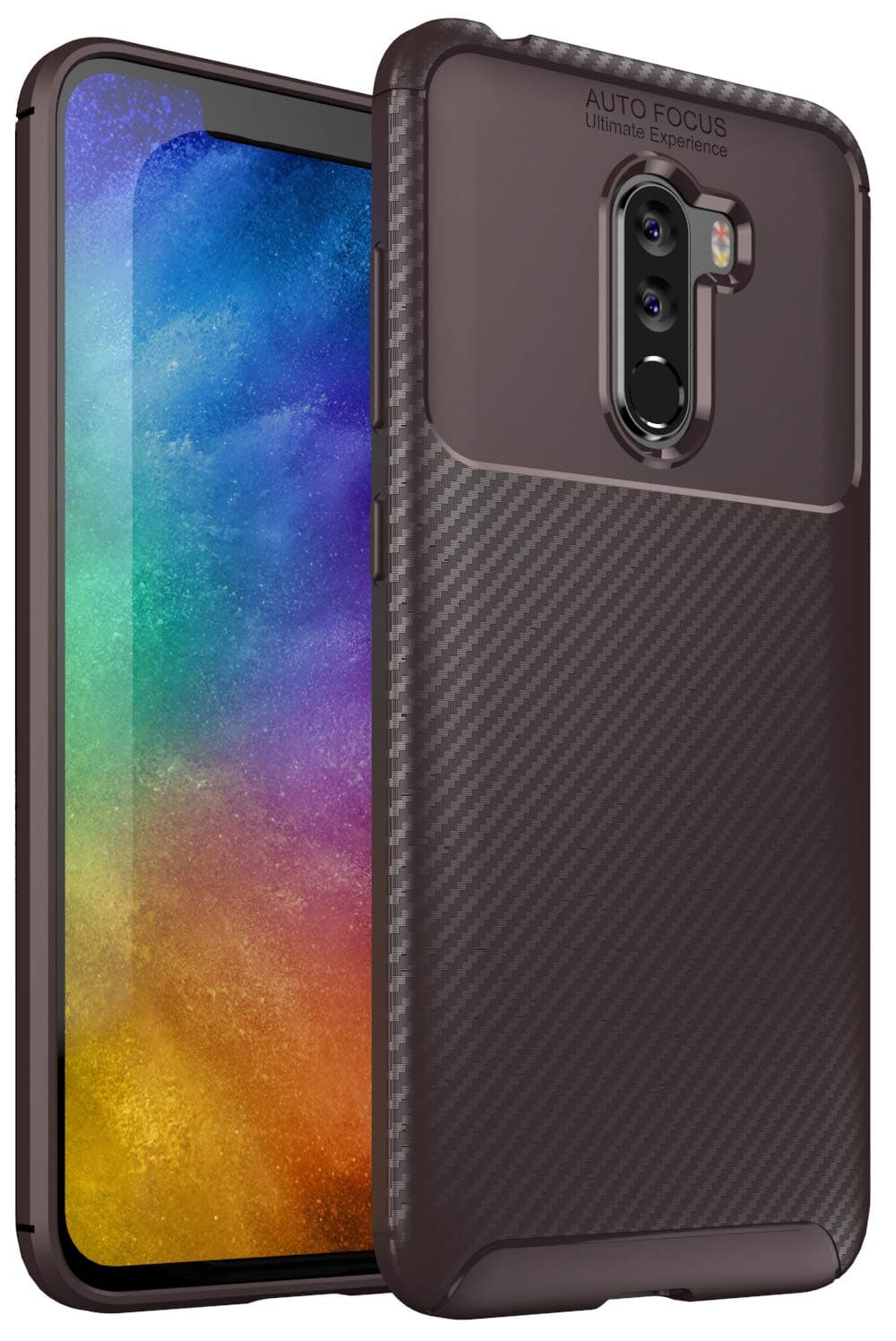 Xiaomi Pocophone F1 Case, Casix Ultra Thin [Carbon Fiber] Scratch Resistant [Shock Absorption] Soft TPU [Anti-Slip/Grip] Protective Cover for Xiaomi Poco F1 / Xiaomi Pocophone F1 (Burgandy)