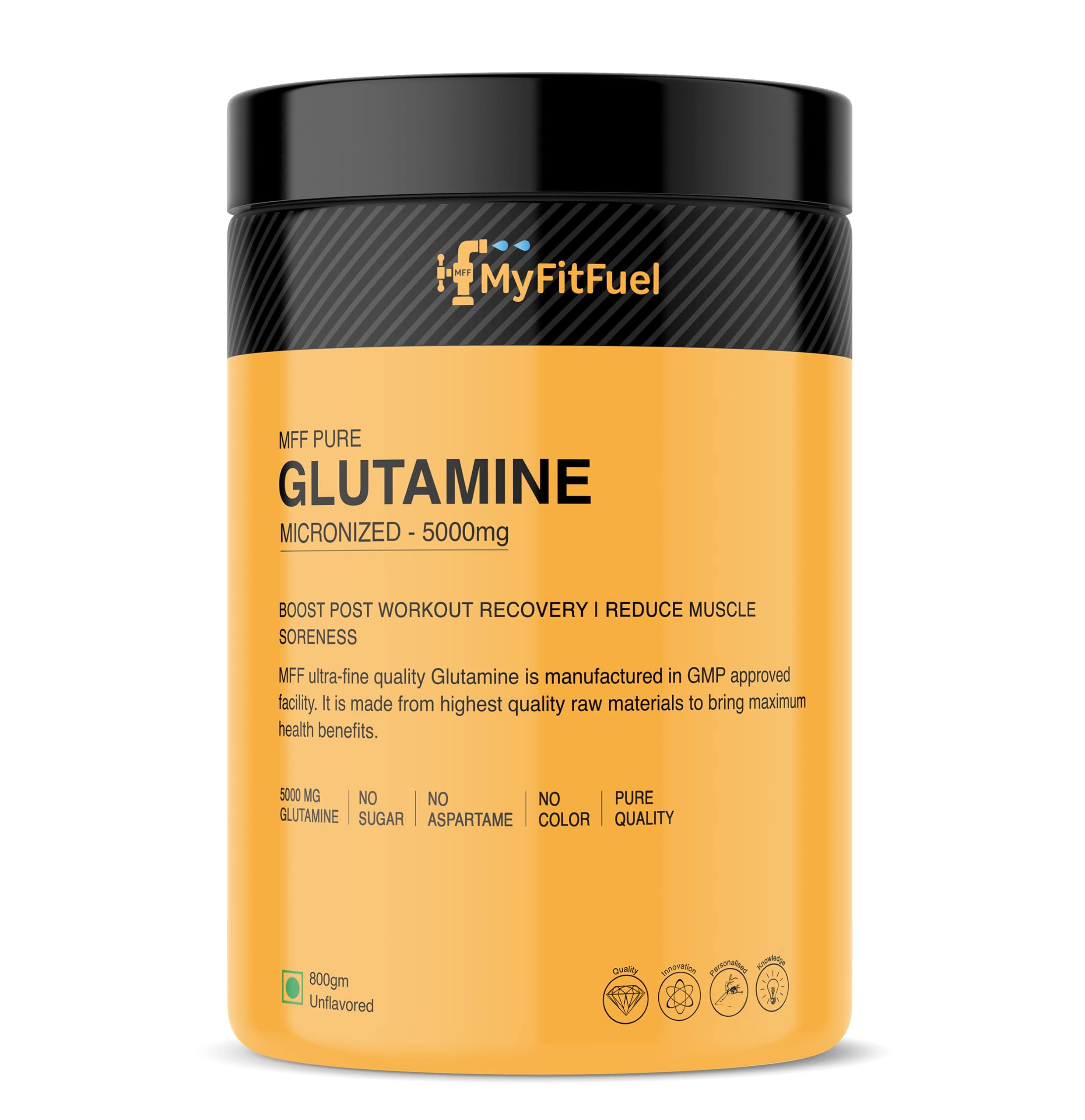 MyFitFuel Pure Micronized Glutamine | 800gm, 160 Servings (Unflavoured)