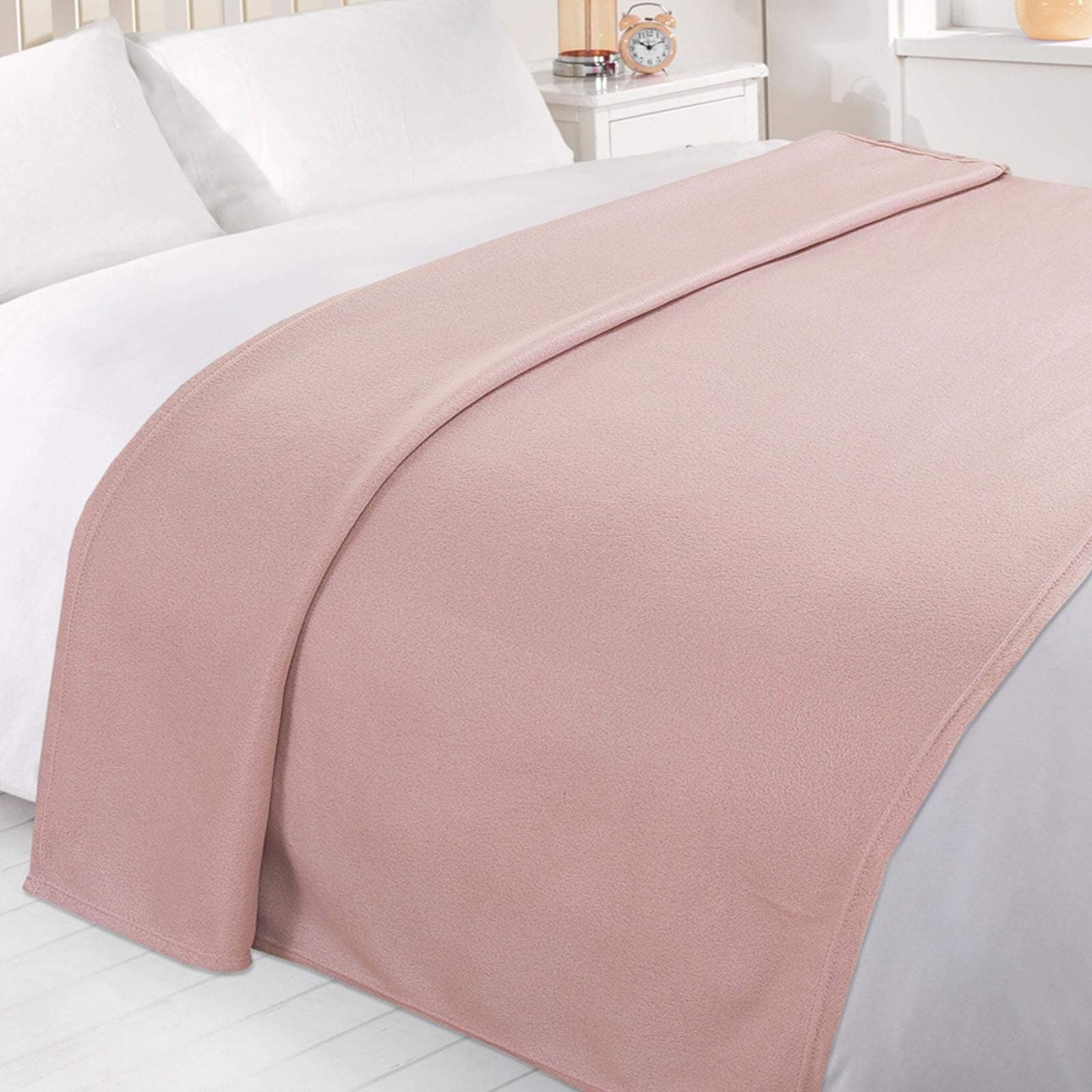 DreamsceneWarm Polar Fleece Throw Over Soft Sofa Bed Blanket for Couches Settee, Solid Large Blanket Blush Pink - 50" x 60"