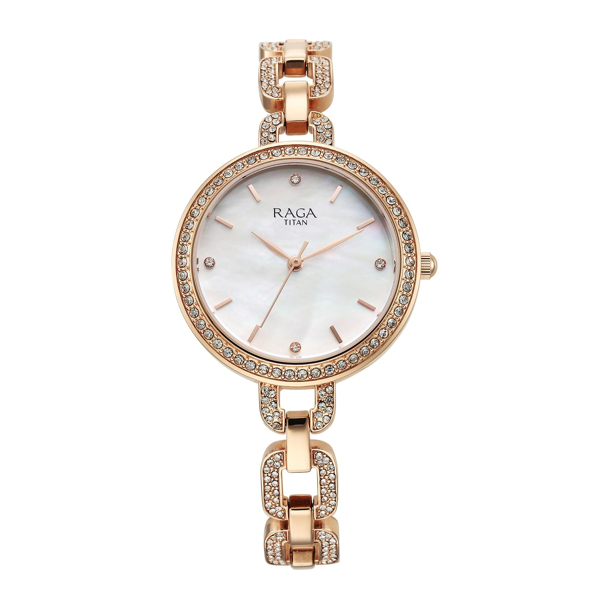 Raga Showstopper Quartz Analog Mother of Pearl Dial Metal Strap Watch for Women-NS95272WM01
