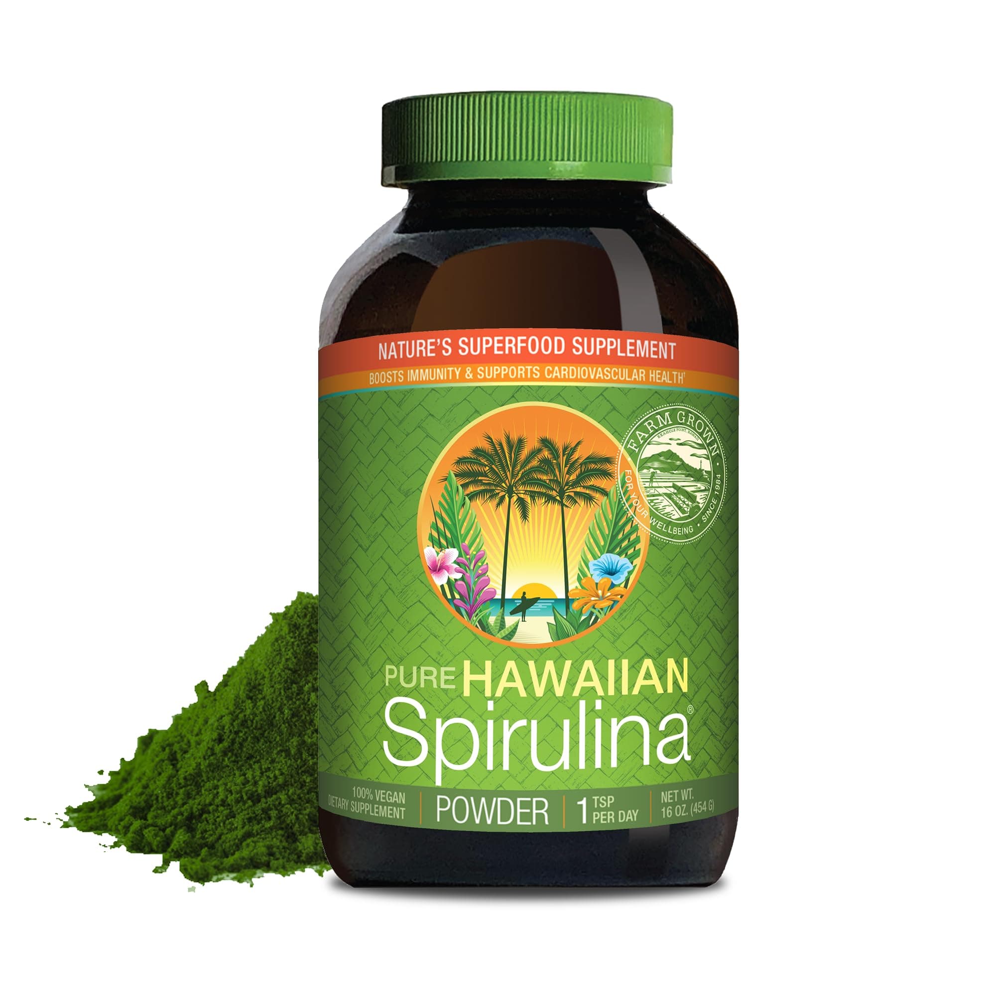 Nutrex Pure Hawaiian Spirulina Powder 16 Ounce - Natural Premium Spirulina from Hawaii - Vegan, Non-GMO, Immunity Support - Superfood Supplement & Natural Multivitamin