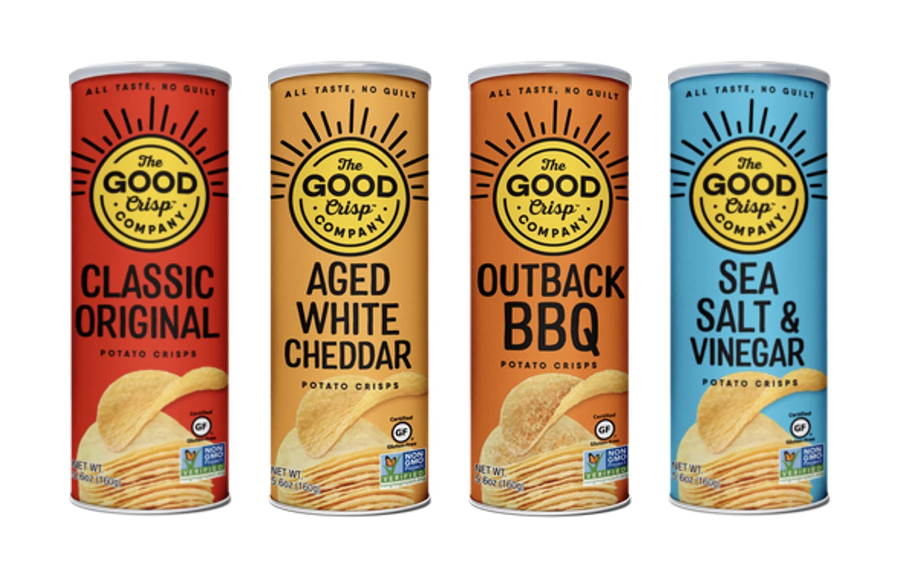 The Good Crisp Company, Potato Chips, 5.6 Ounce Canisters, Pack of 4 (Variety Pack)