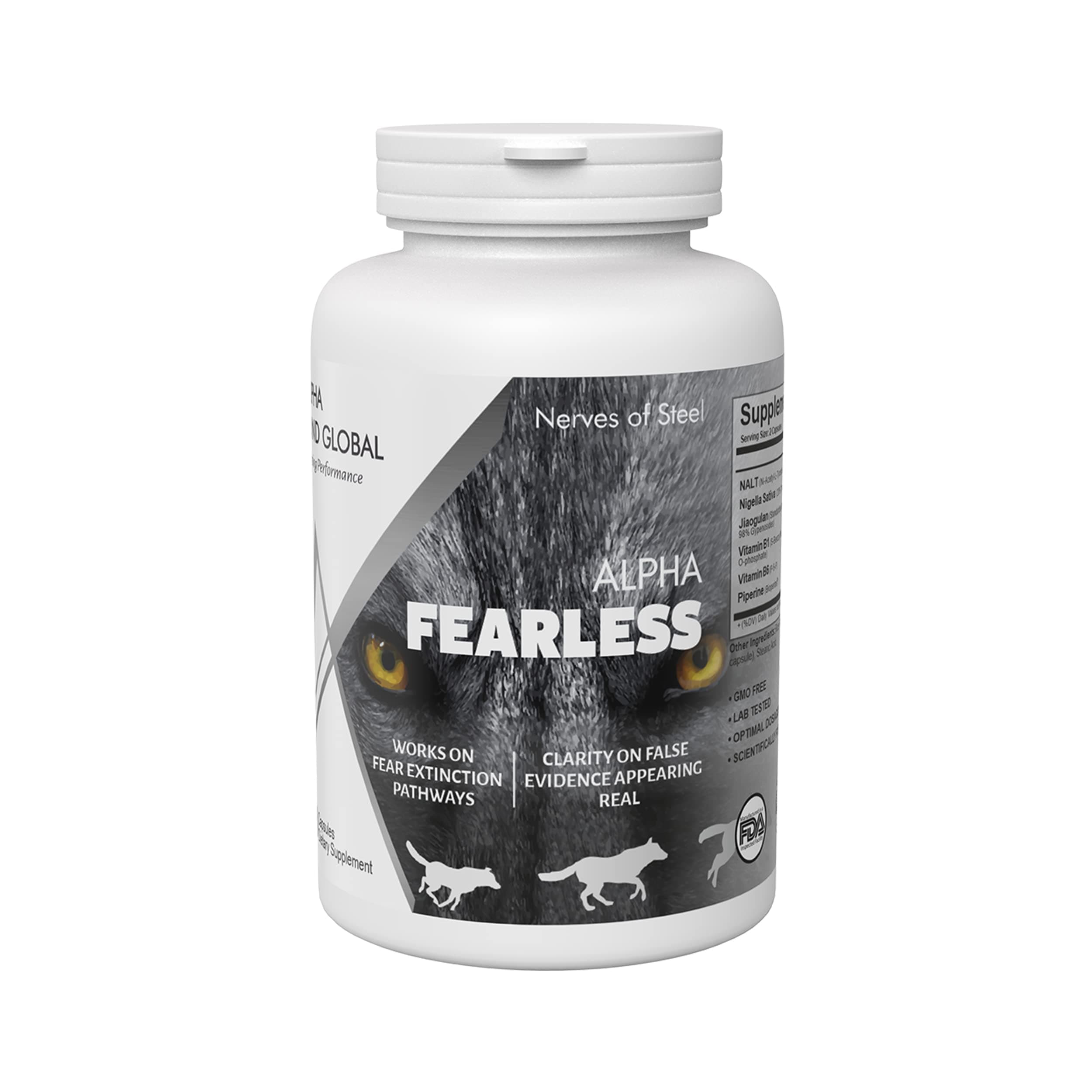 Alpha Fearless Capsule | Made with NALT, N-Acetyl-L-Tyrosine, Nigella Sativa, Kalonji extract, Jiaogulan extract, Gynostemma Pentaphyllum | Helps to Reduce Anxiety & Filter out imagined fears from real | 60 Cap.