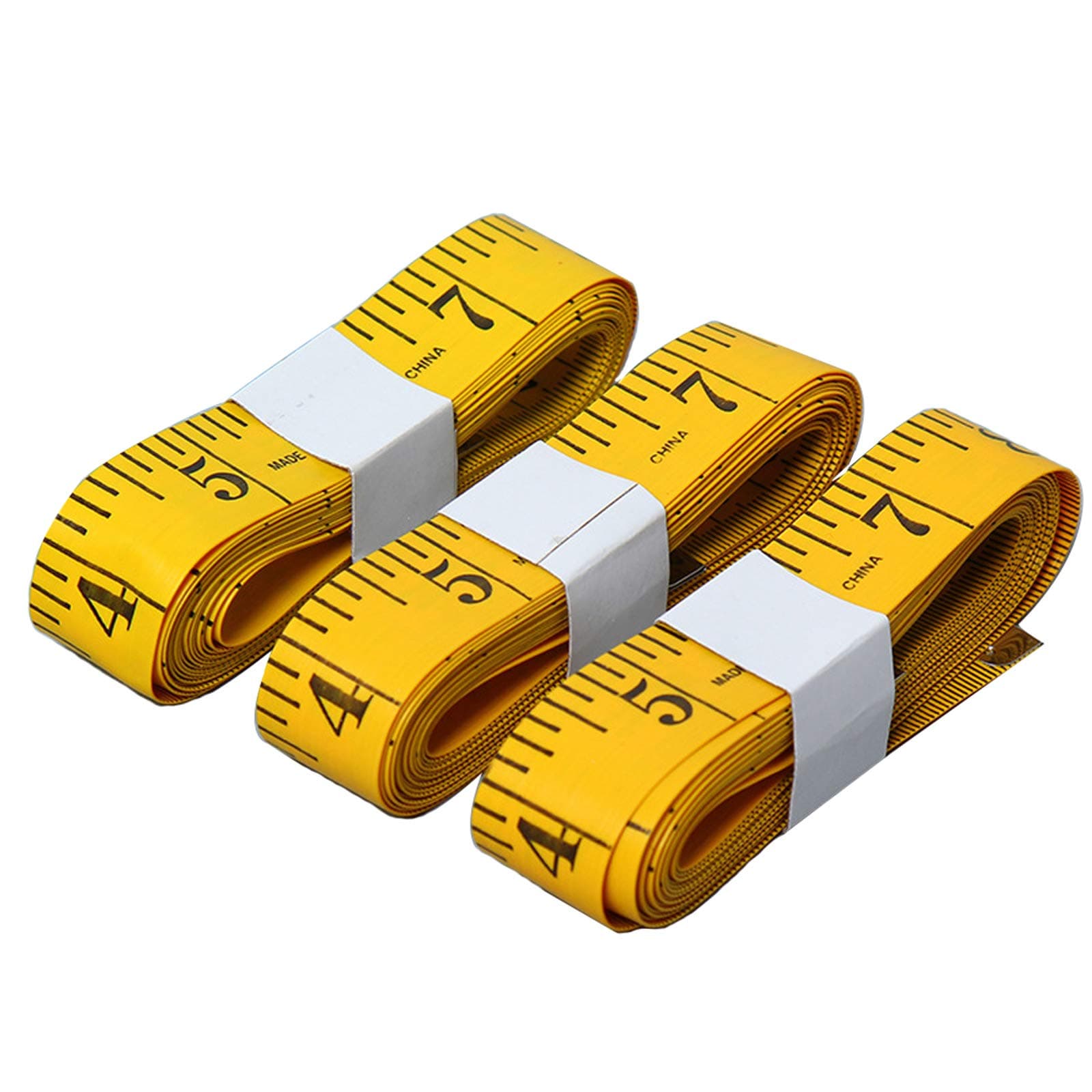 Soft Tape Measure 120 Inches/300cm, Pocket Measuring Tape for Sewing Tailor Cloth Body Measurement, Yellow 3-Pack