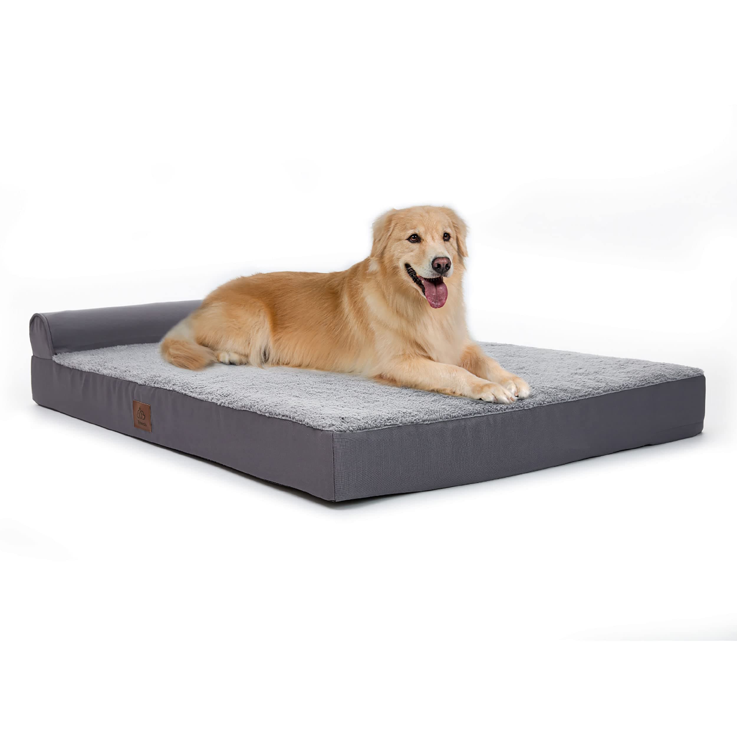Eterish Extra Large Orthopedic Dog Bed for Medium, Large, Extra Large Dogs up to 100 lbs, 4 inches Thick Egg-Crate Foam Bolster Bed with Removable Cover, T-Shape Pet Bed Machine Washable, Grey