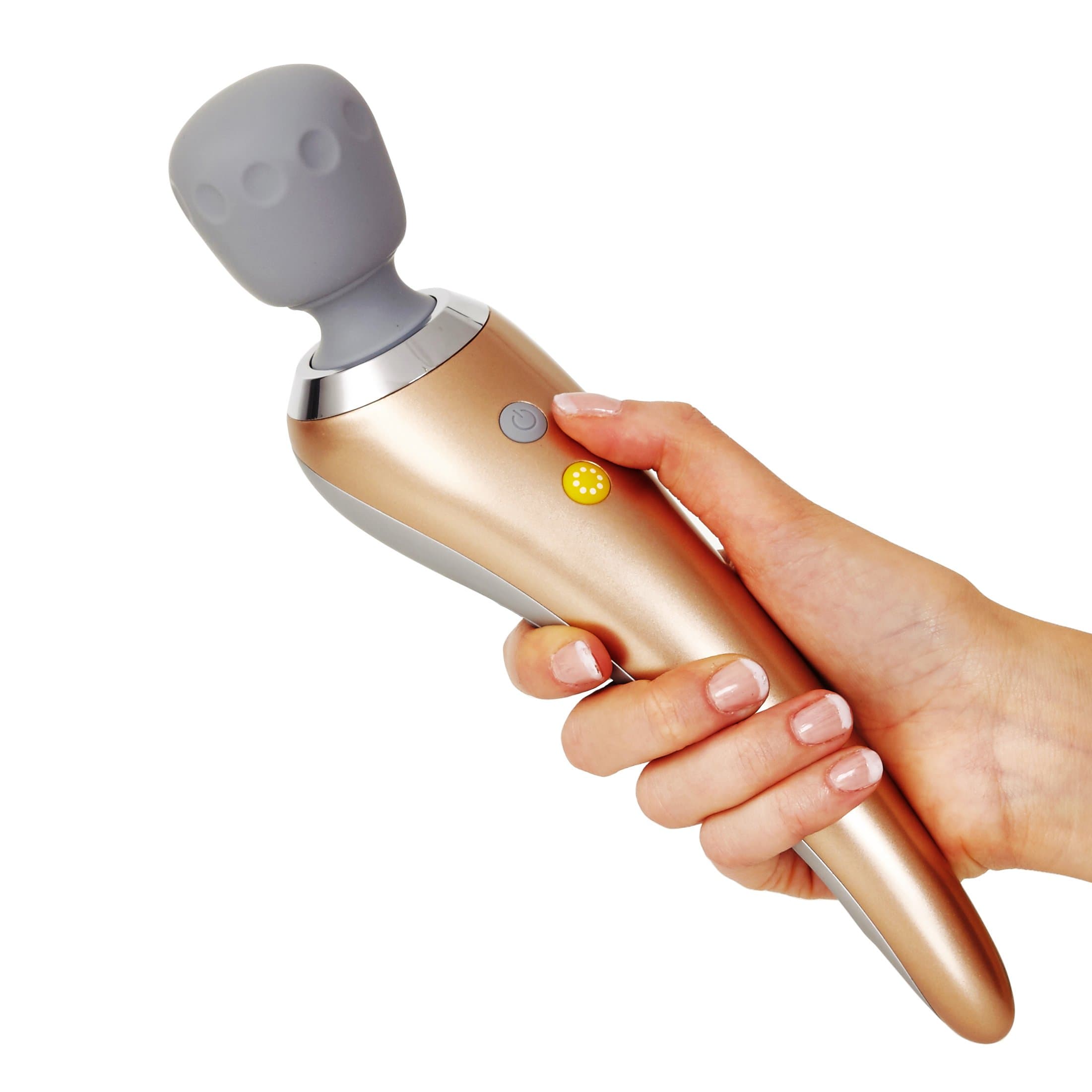 Yarosi Pro Best Massage Wand Most Powerful Premium Handheld Massager Cordless Waterproof Rechargeable Memory and Travel Lock Functions - for Muscle Aches and Sports Recovery Gold