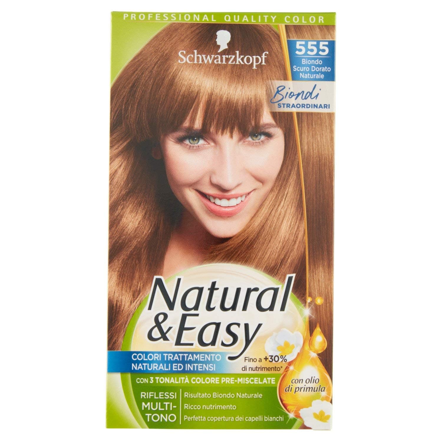 Schwarzkopf N 555 Natural & Easy Permanent Hair Dye Color - Dark Golden Blonde