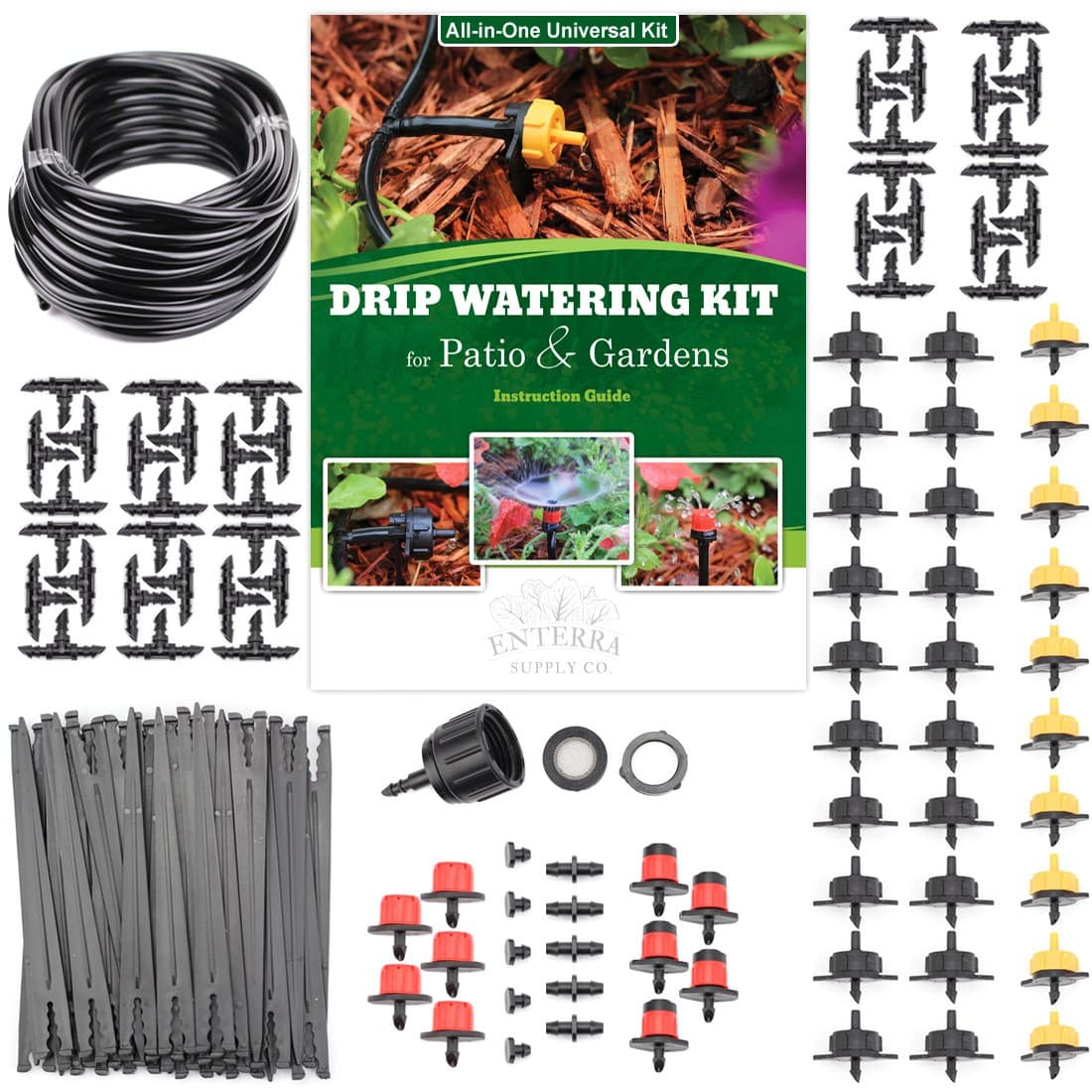 Enterra Supply Drip Irrigation Kit Blank Distribution Tubing & 40 Emitters - 70ft