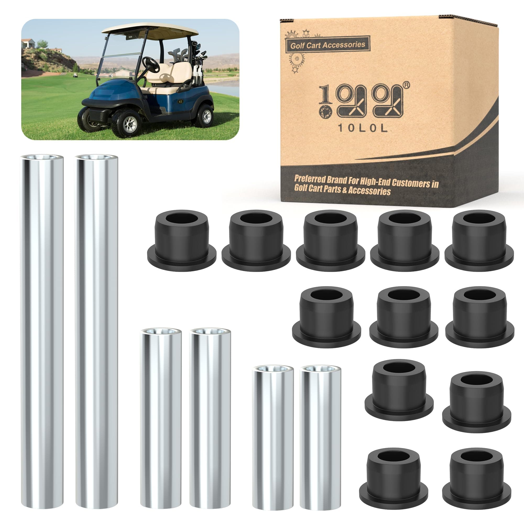 10L0L Complete Golf Cart Bushing Sleeve kit for Club Car Precedent 2004-up Golf Cart, Replace OEM 102506601 102506301 102506401 102287401 102288101 102287601 102287701
