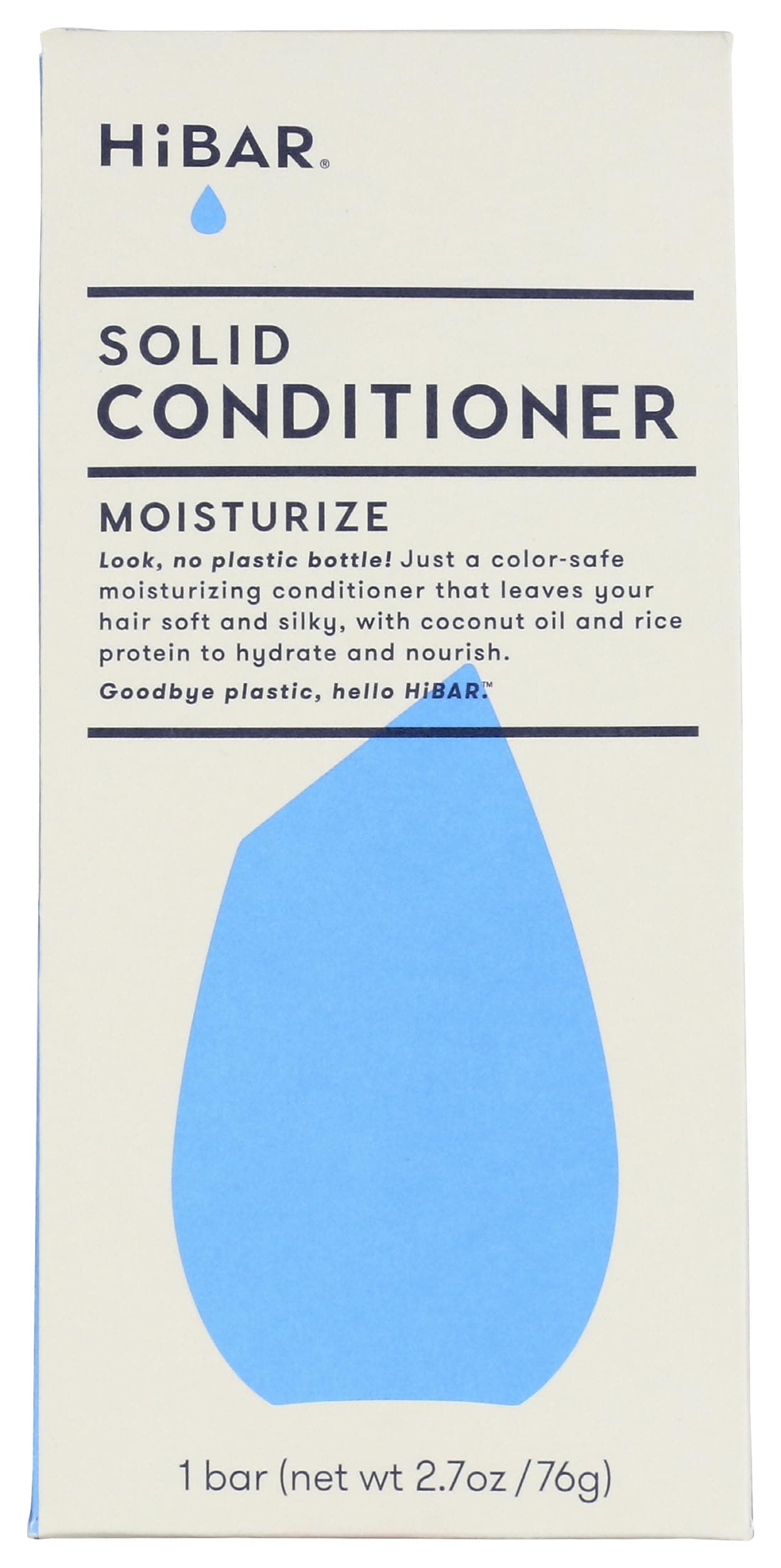 HiBAR - Moisturize Conditioner Bar - For Dry, Frizzy Hair - Deeply Nourishing & Hydrating - With Coconut Oil, Cocoa Butter, Rice Protein, & Vitamin B5 -Soap, Plastic & Sulfate-Free -Vegan -1 Solid Bar