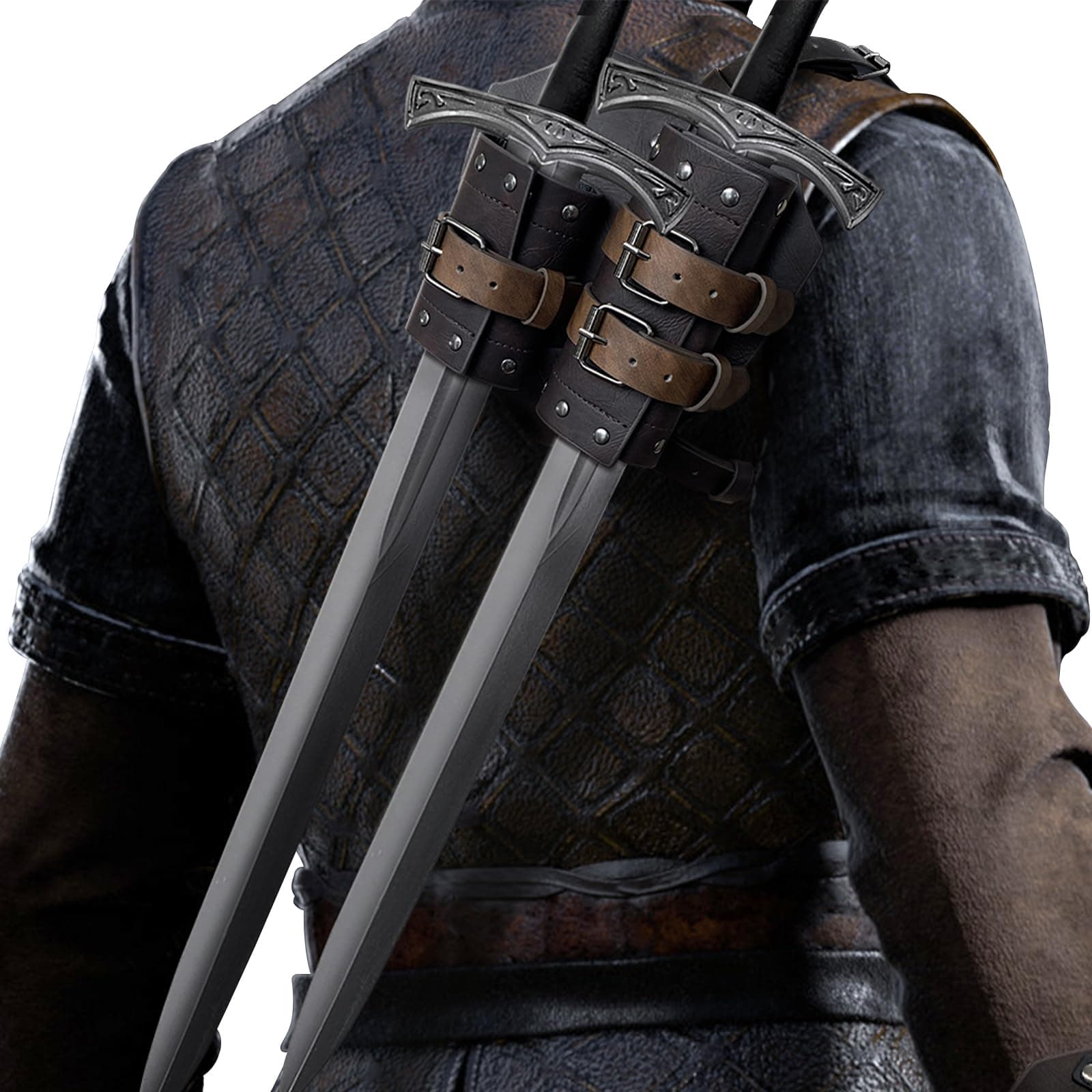 Medieval Faux Leather Double Back Sword Frog, Mercenary Adjustable Sword Holster, Middle Ages Back Sword Holster