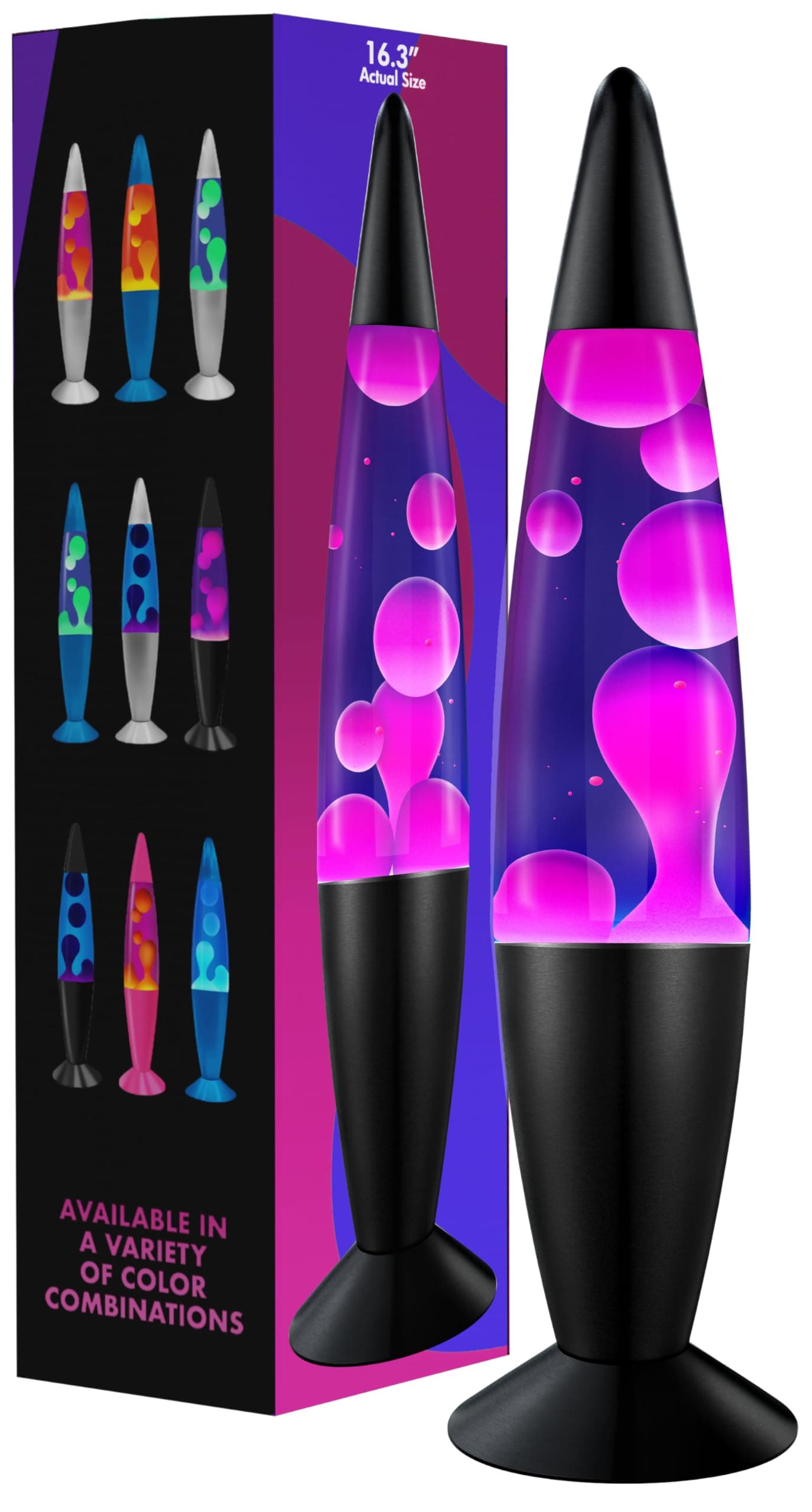 JAMBO 16" Beautiful Lamp- Purple with White/Pink Wax, Relaxing Liquid Lamp for Living Room Office Bedroom Adults Teens Kids, Magma Light, Night Light Nightlight, Home Decor