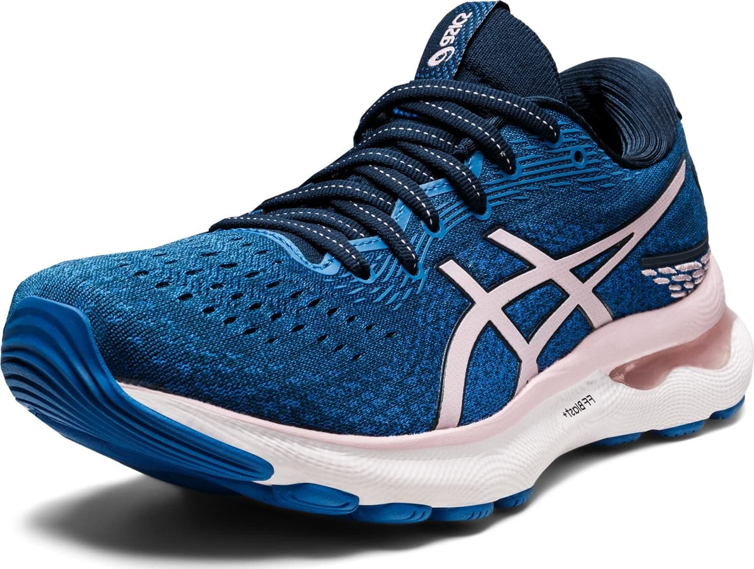 ASICS Women's Gel-Nimbus 24 Running Shoes, 10, French Blue/Barely Rose