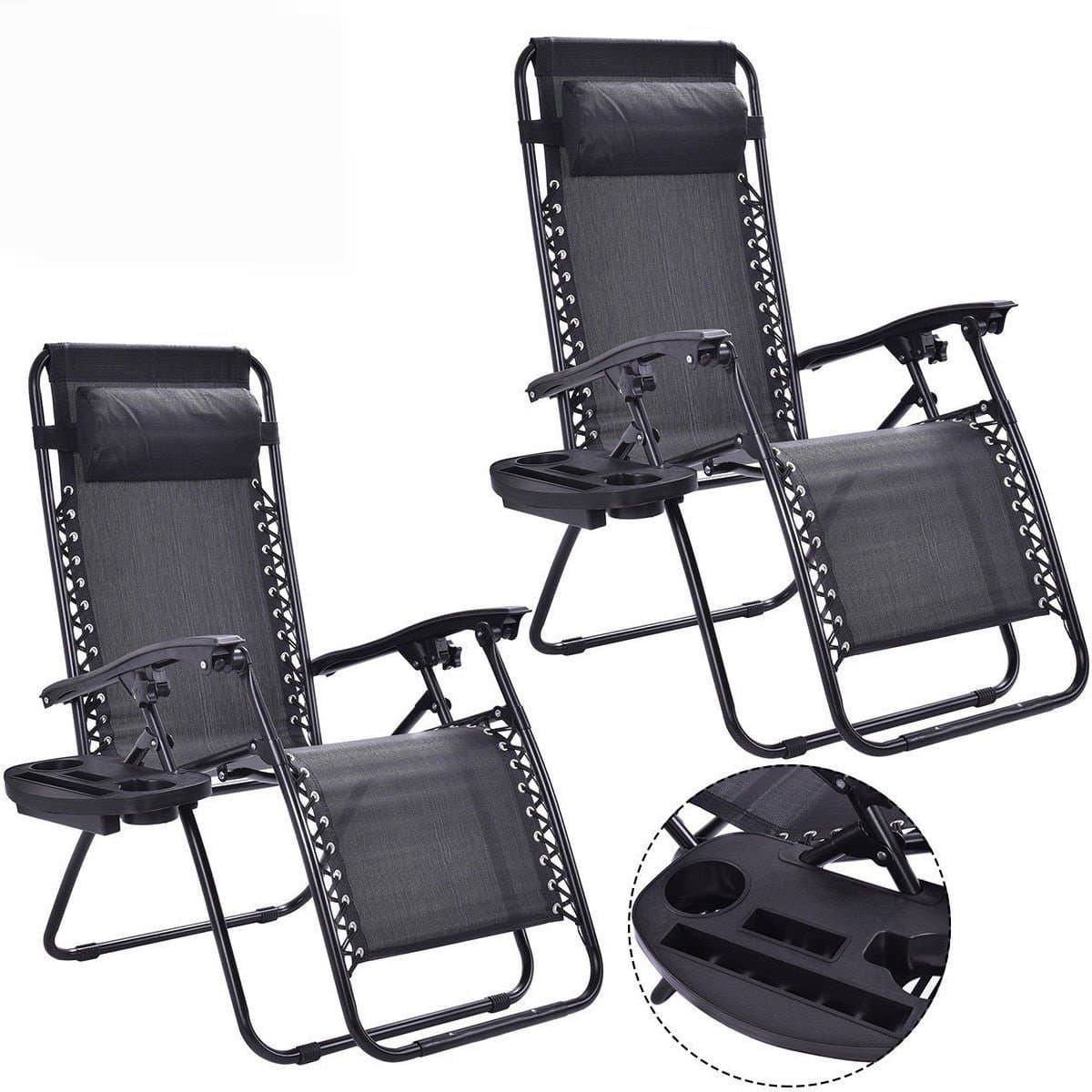Foldable and Comfortable Black Gravity Chair For Outdoor Party Yard Garden and Outdoor Living